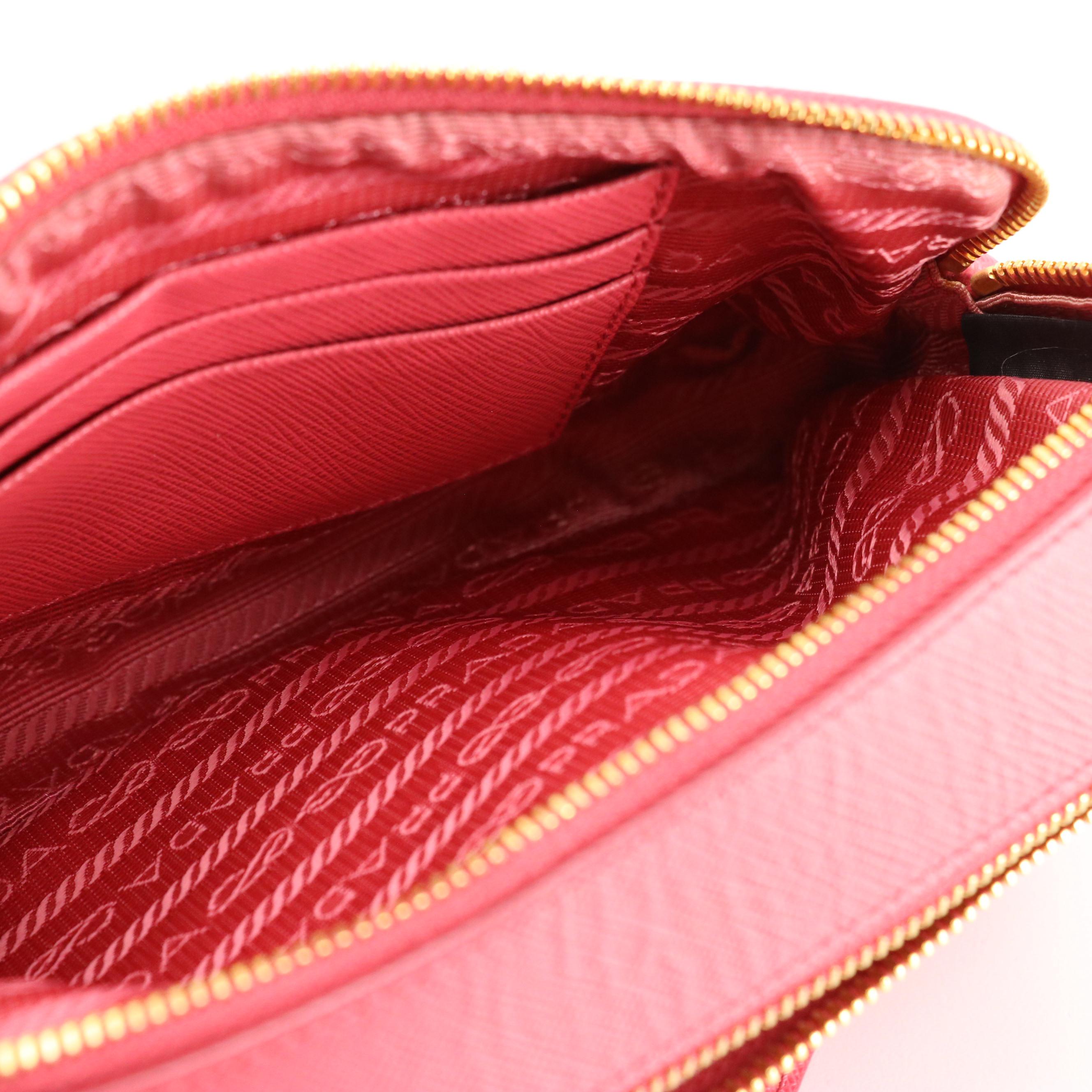 Prada Small Crossbody in Pink Saffiano Leather