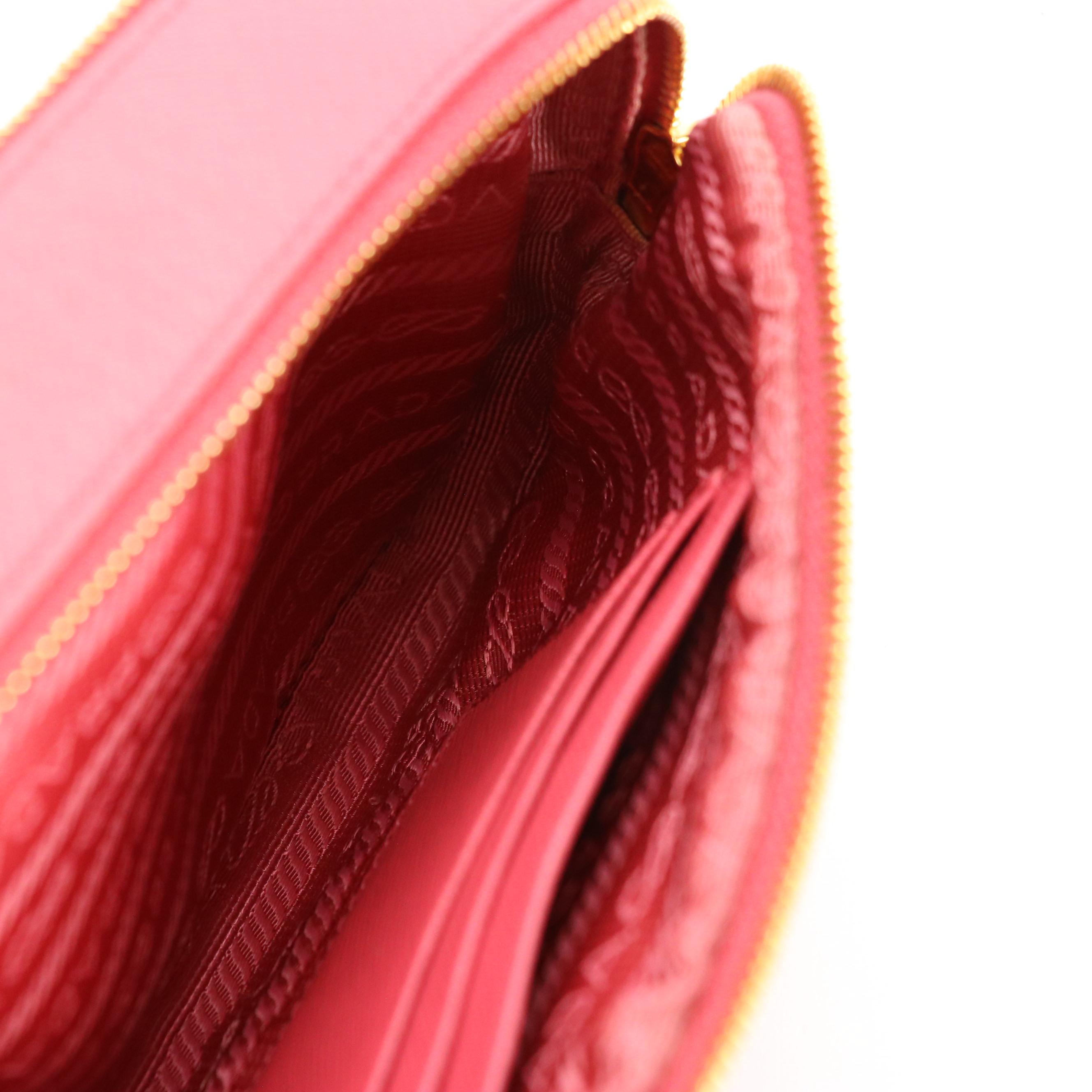 Prada Small Crossbody in Pink Saffiano Leather