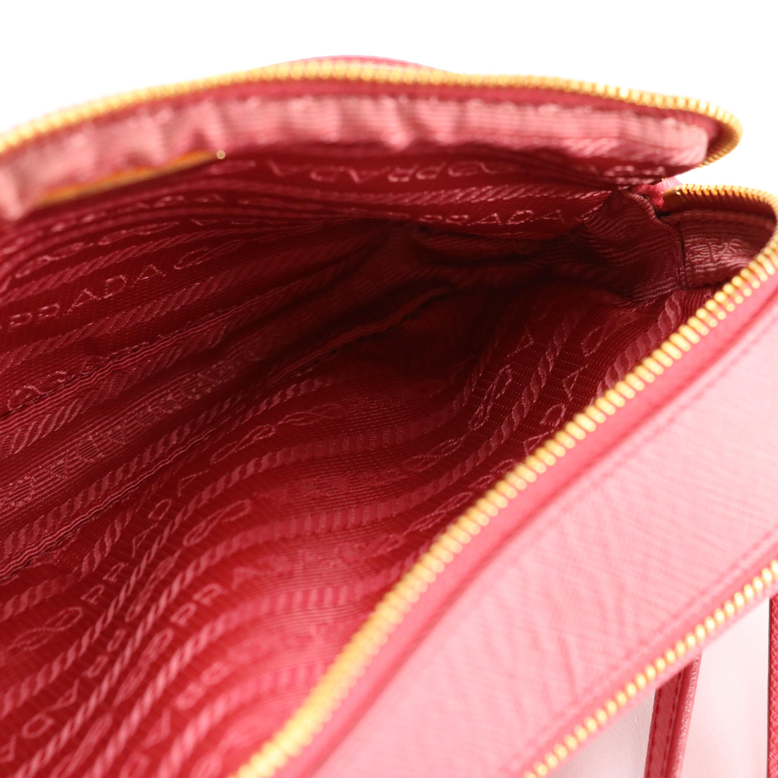 Prada Small Crossbody in Pink Saffiano Leather