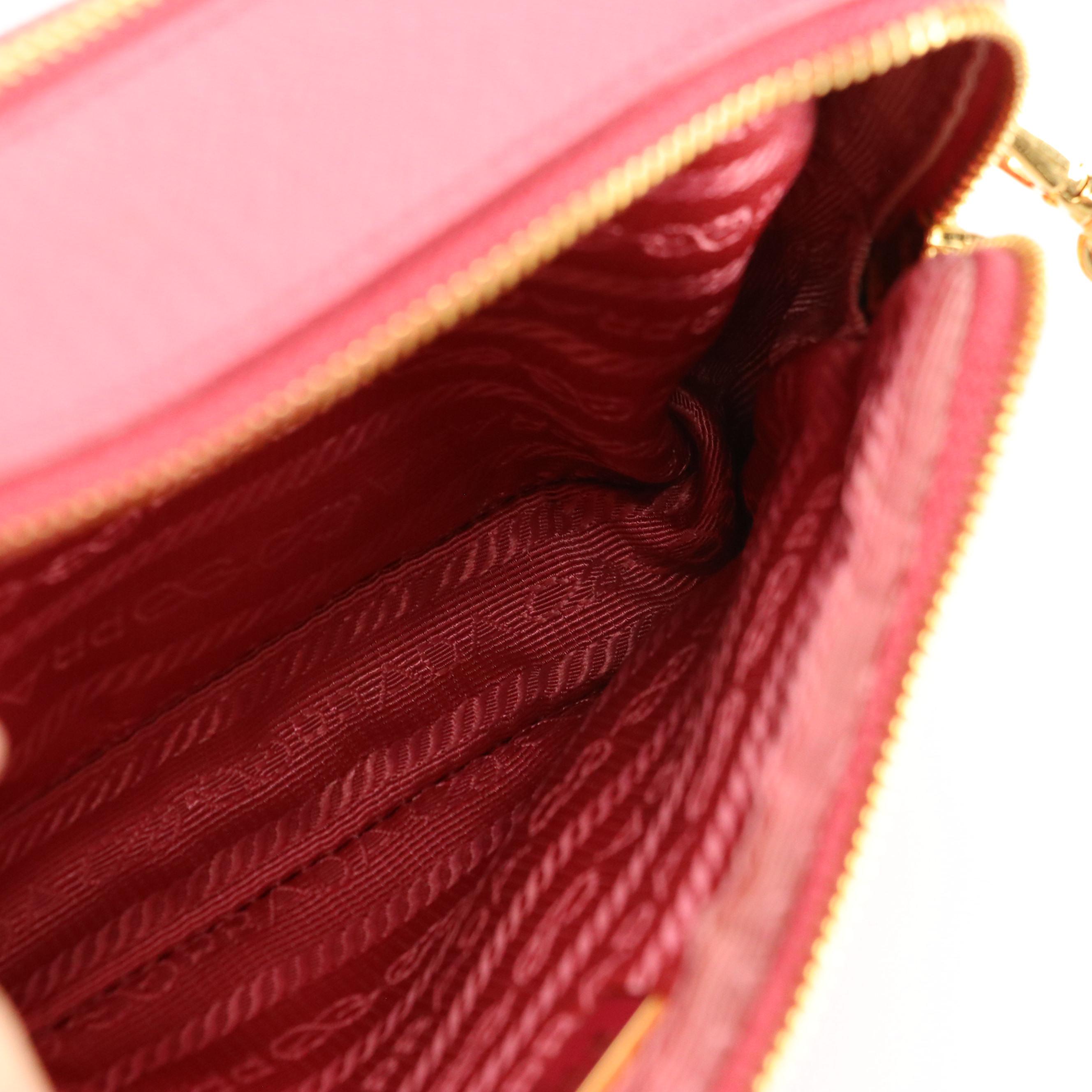 Prada Small Crossbody in Pink Saffiano Leather