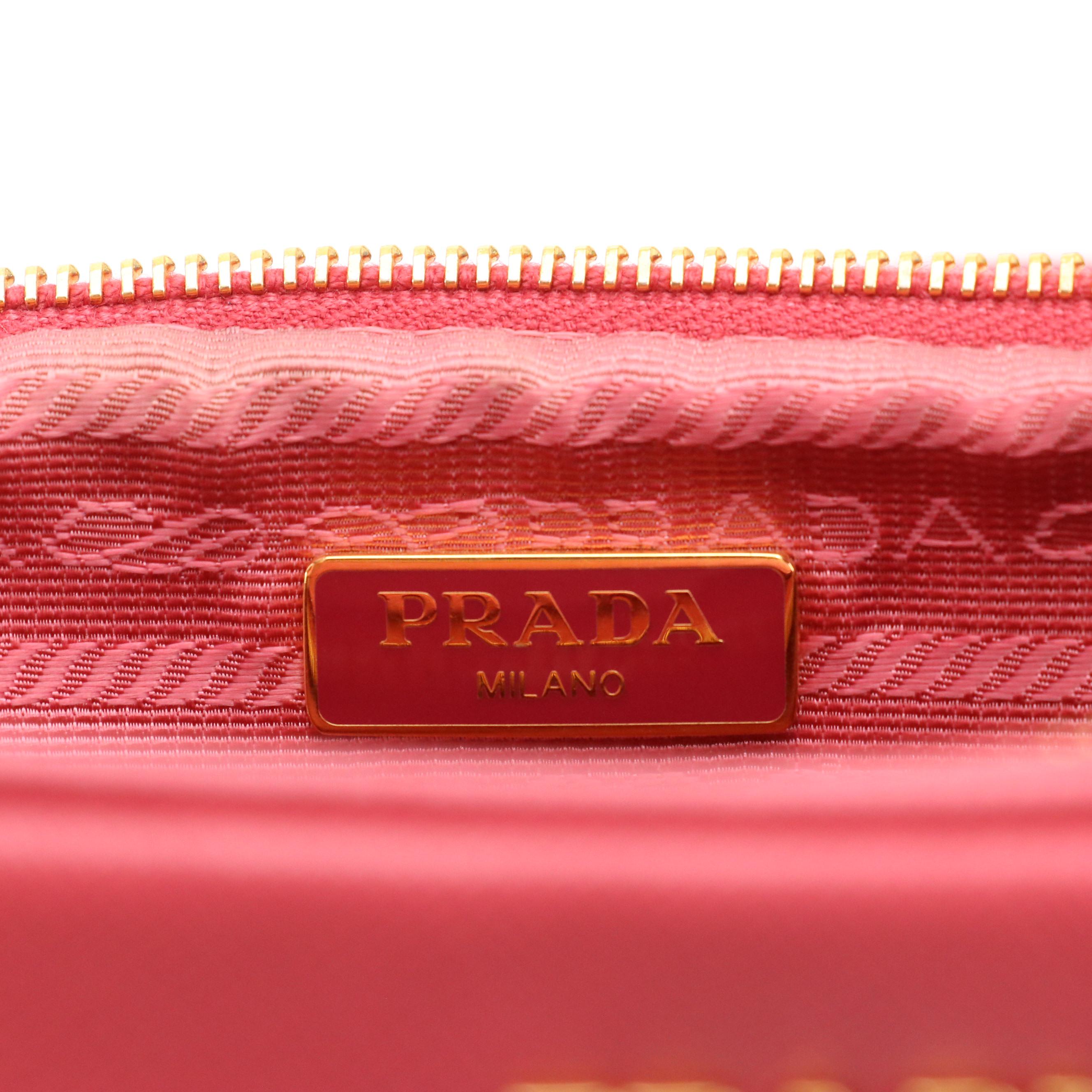 Prada Small Crossbody in Pink Saffiano Leather
