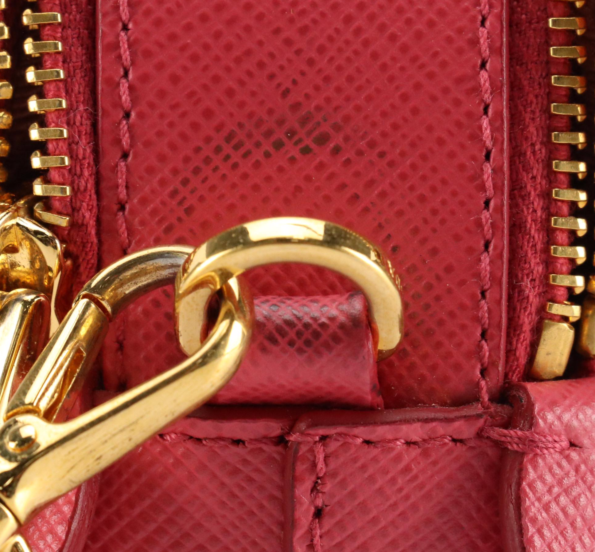 Prada Small Crossbody in Pink Saffiano Leather