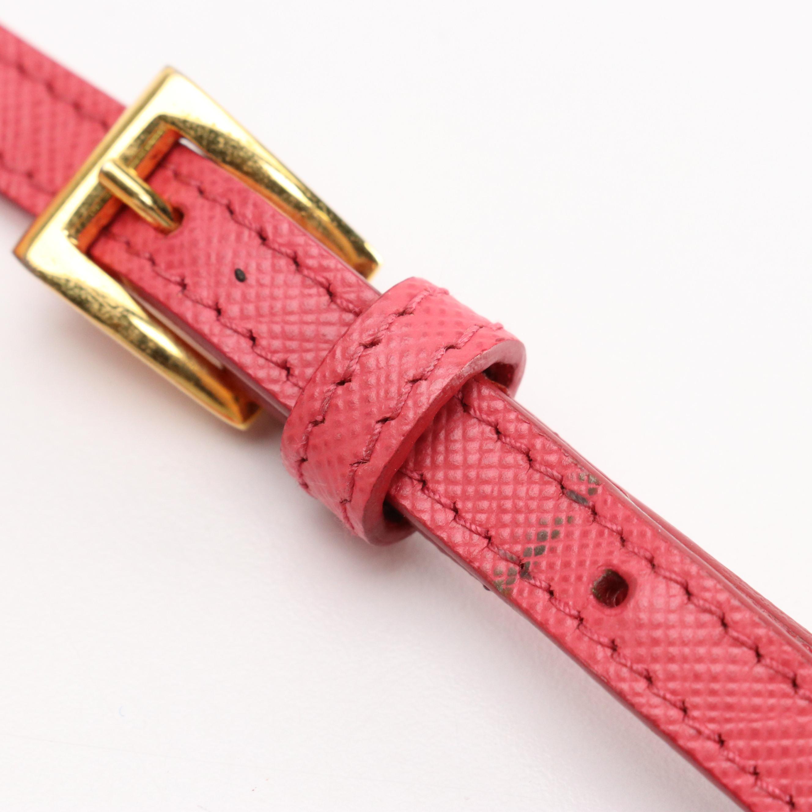 Prada Small Crossbody in Pink Saffiano Leather