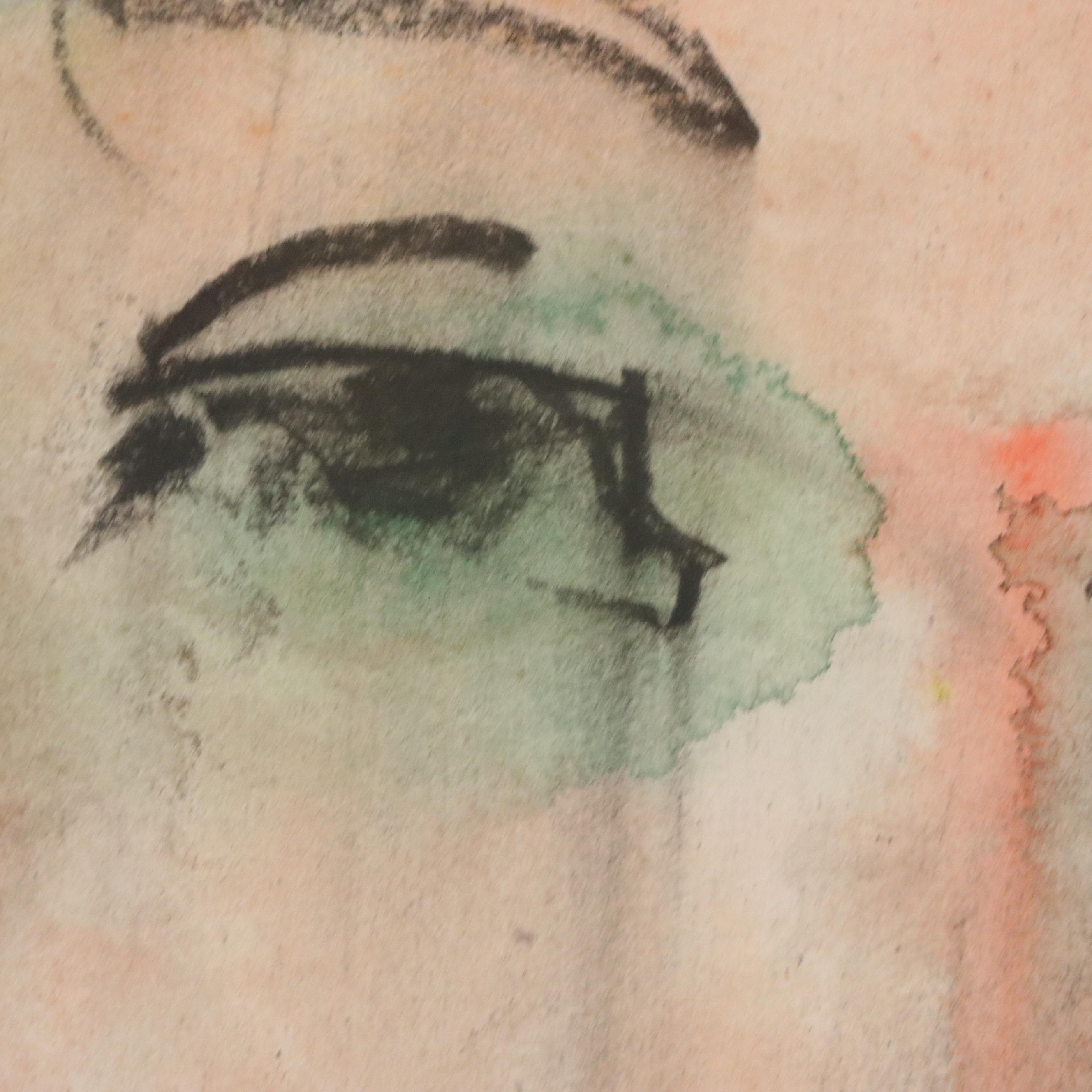 Jack Meanwell Abstract Portrait Watercolor Painting, 1981