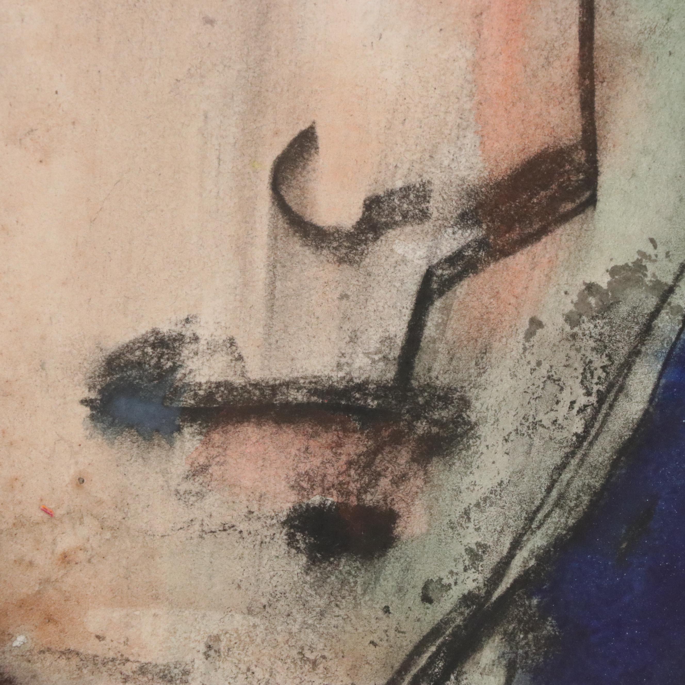 Jack Meanwell Abstract Portrait Watercolor Painting, 1981