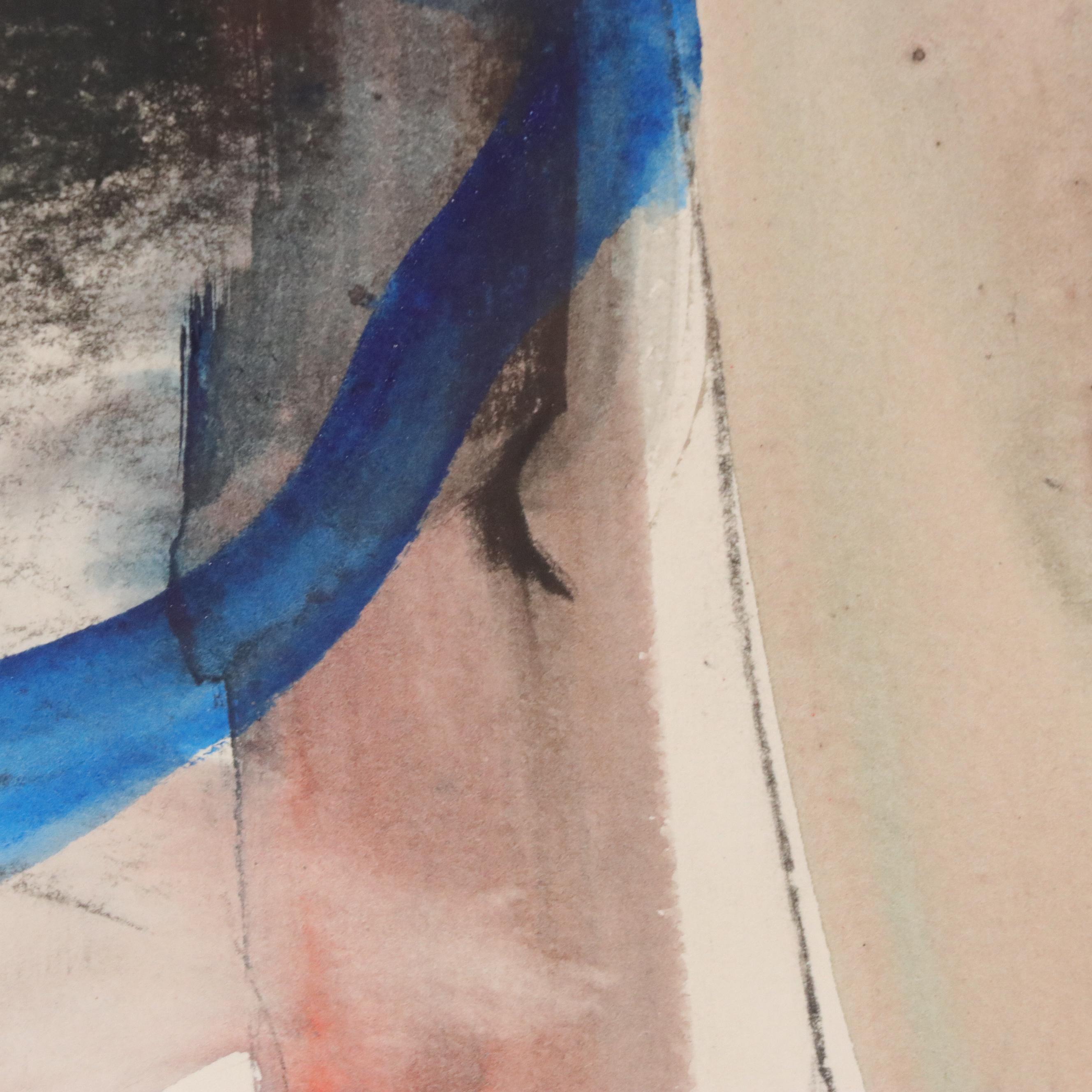 Jack Meanwell Abstract Portrait Watercolor Painting, 1981