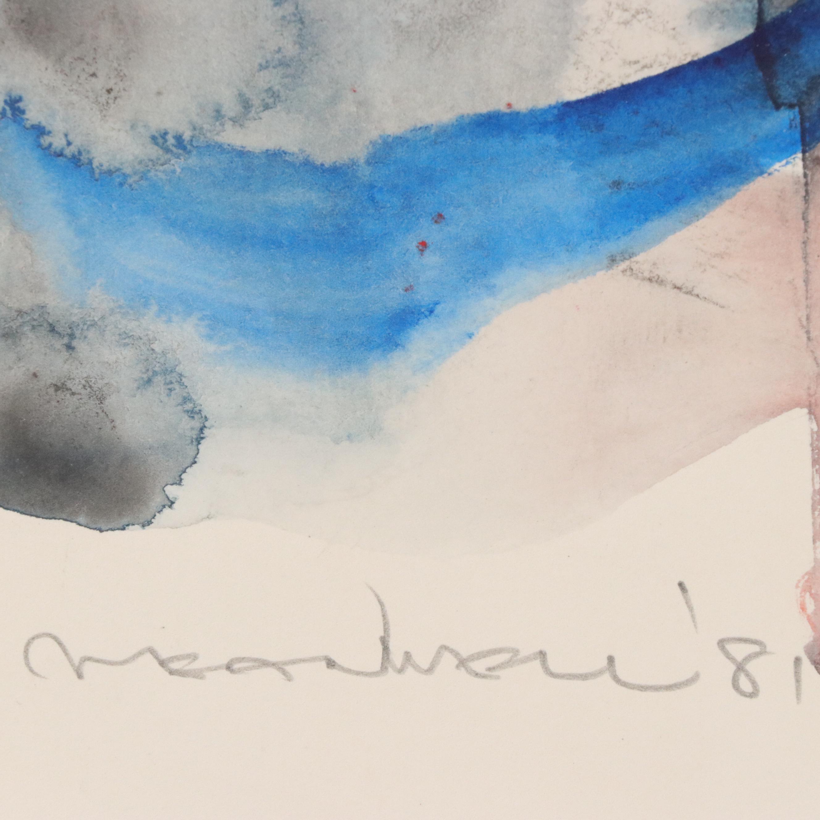 Jack Meanwell Abstract Portrait Watercolor Painting, 1981