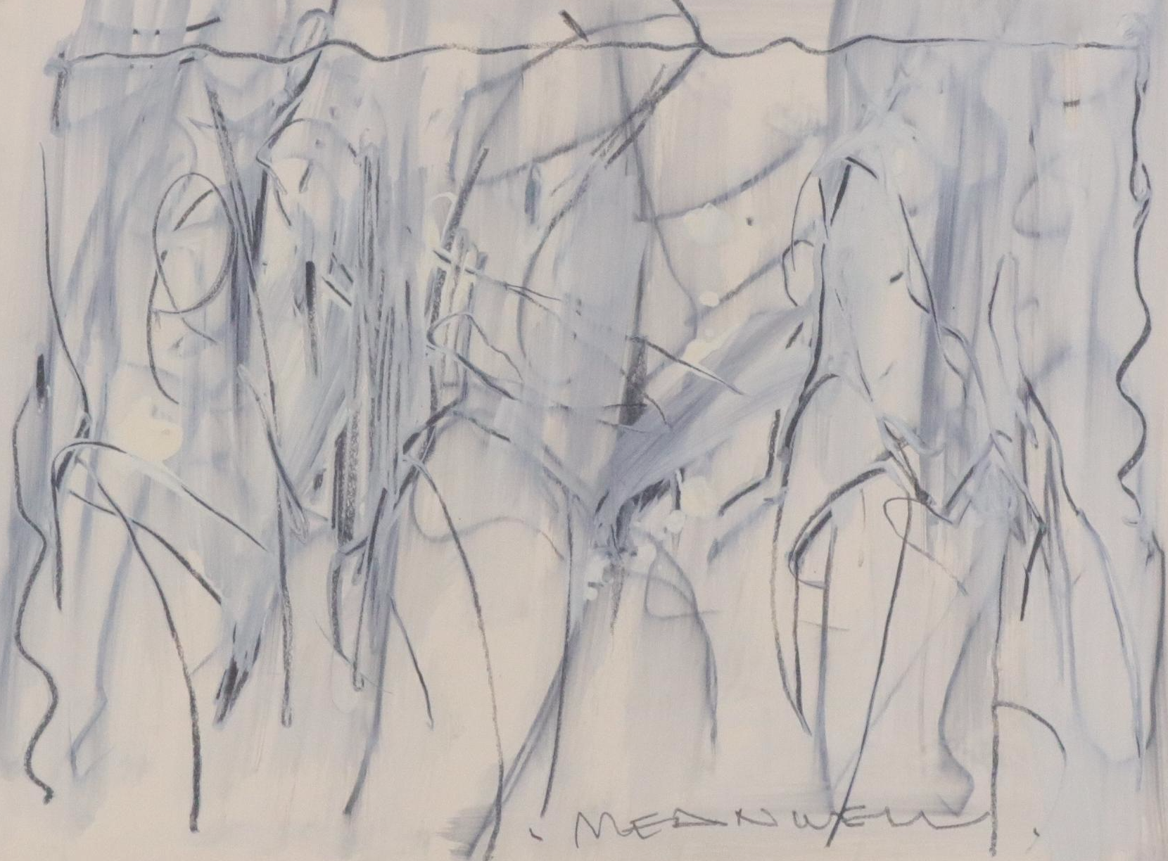 Jack Meanwell Abstract Oil Pastel Drawing, Late 20th Century