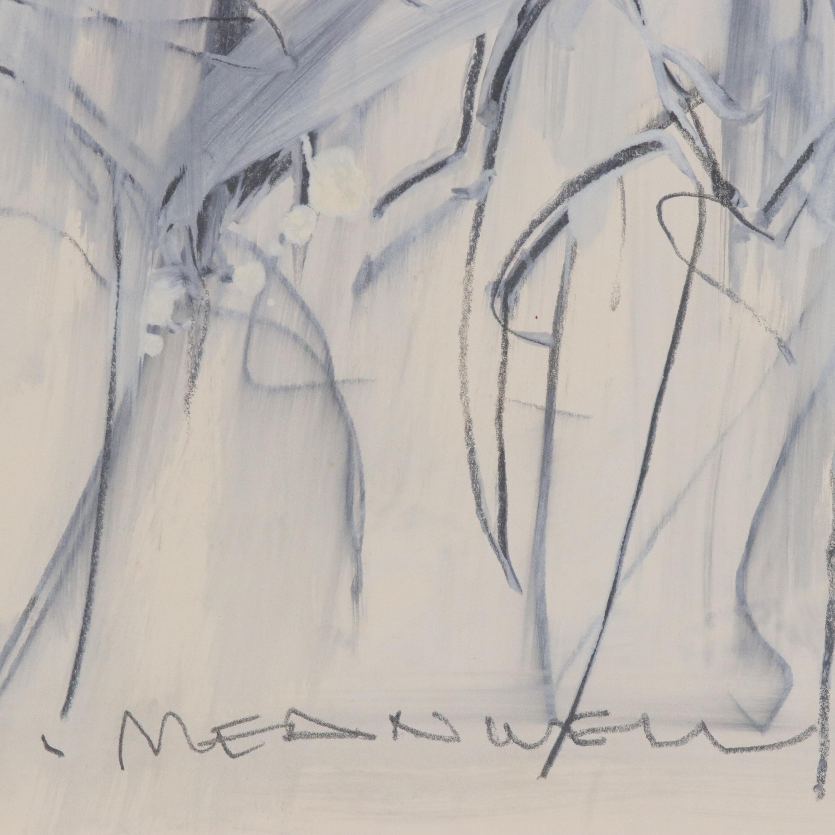 Jack Meanwell Abstract Oil Pastel Drawing, Late 20th Century