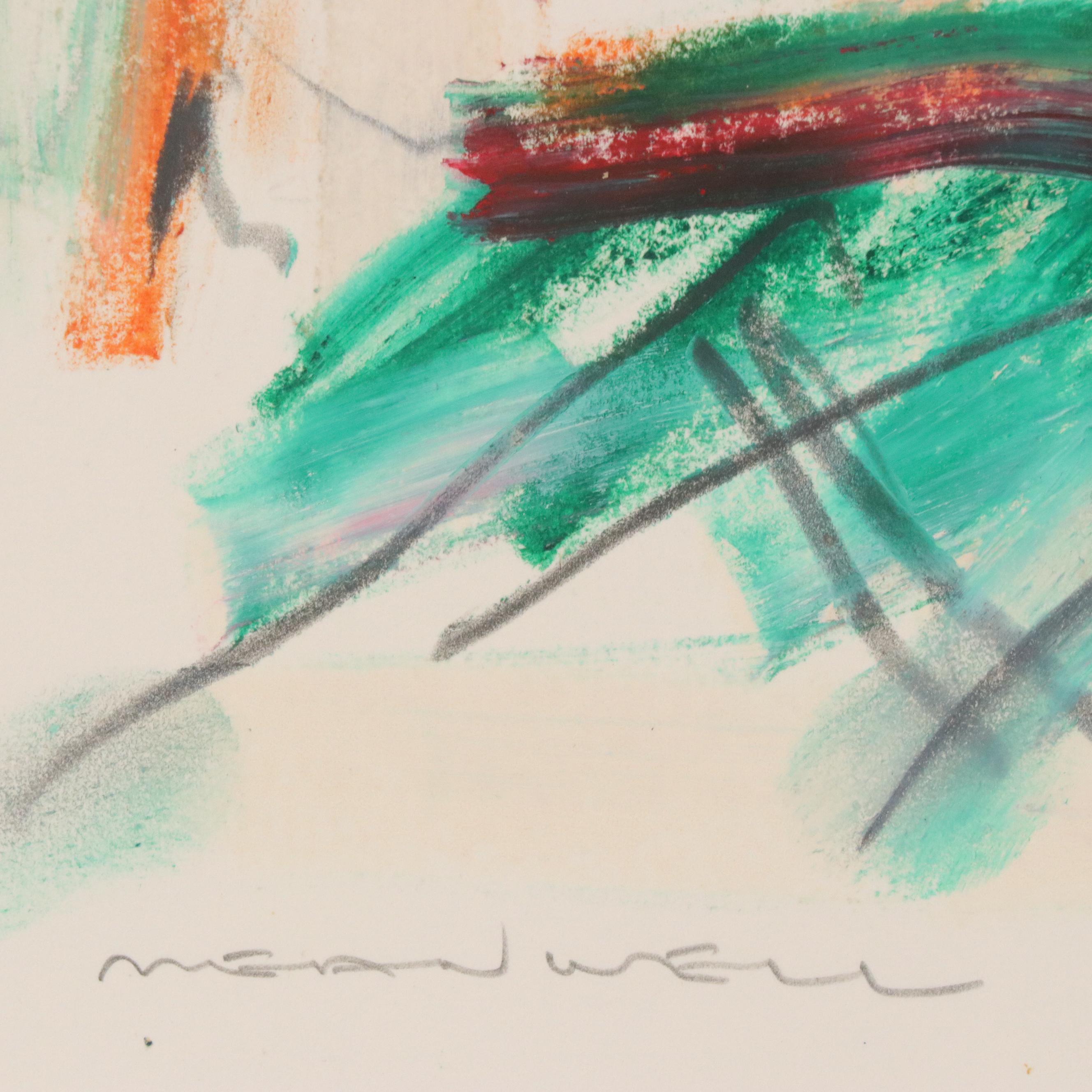Jack Meanwell Oil Pastel Drawing of Reclining Figure, 1984