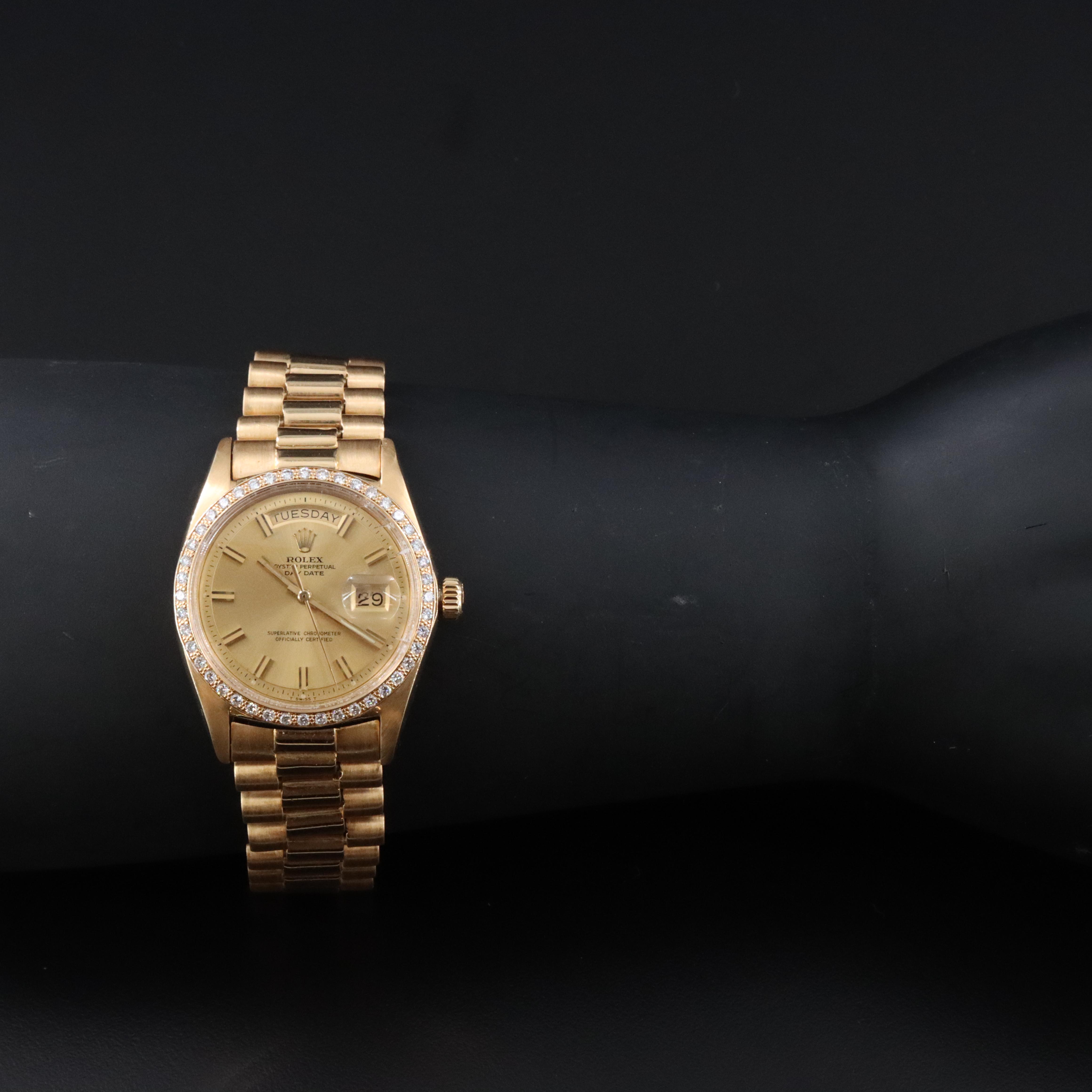 1967 Rolex Day-Date Custom 1.00 CTW Diamond Case Watch