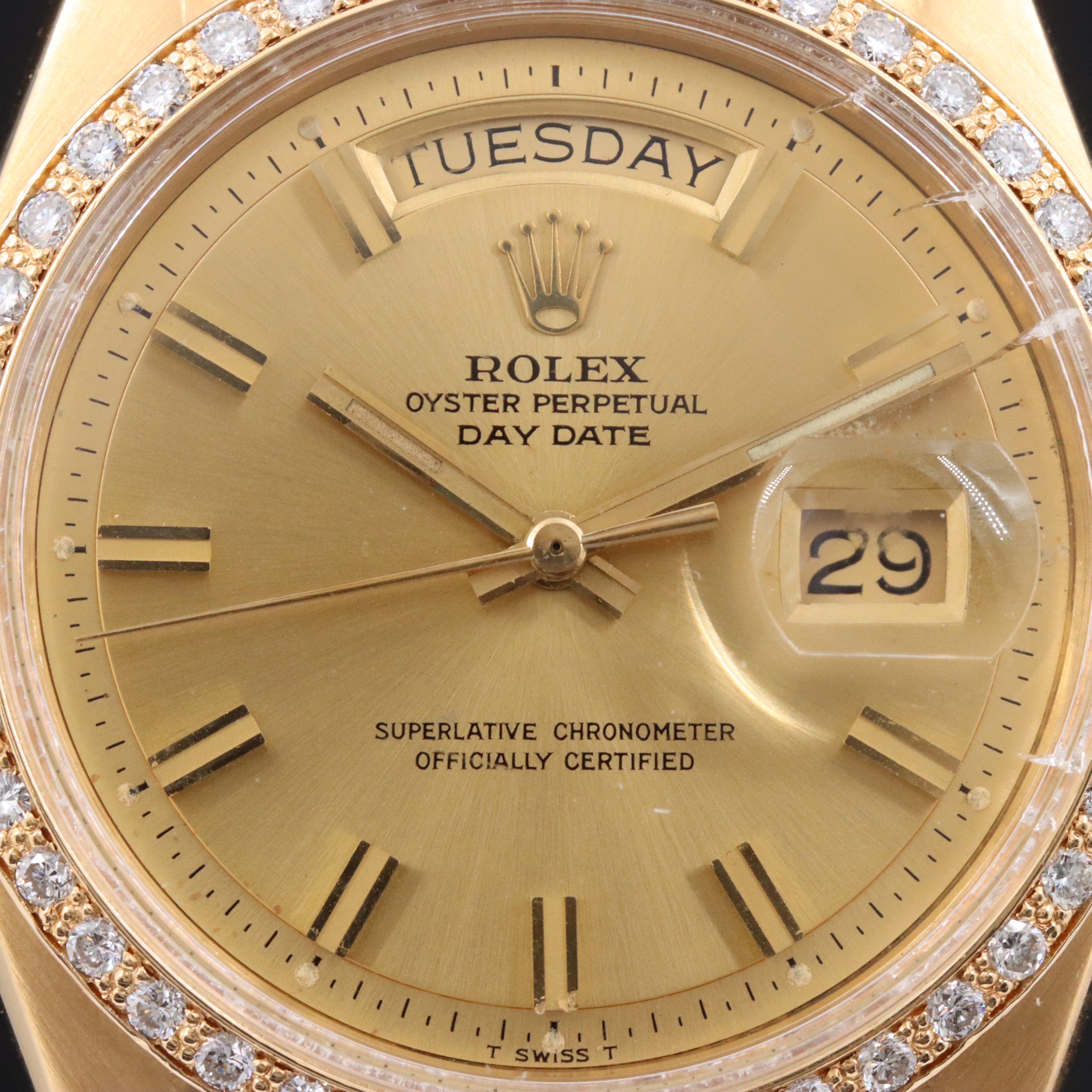 1967 Rolex Day-Date Custom 1.00 CTW Diamond Case Watch