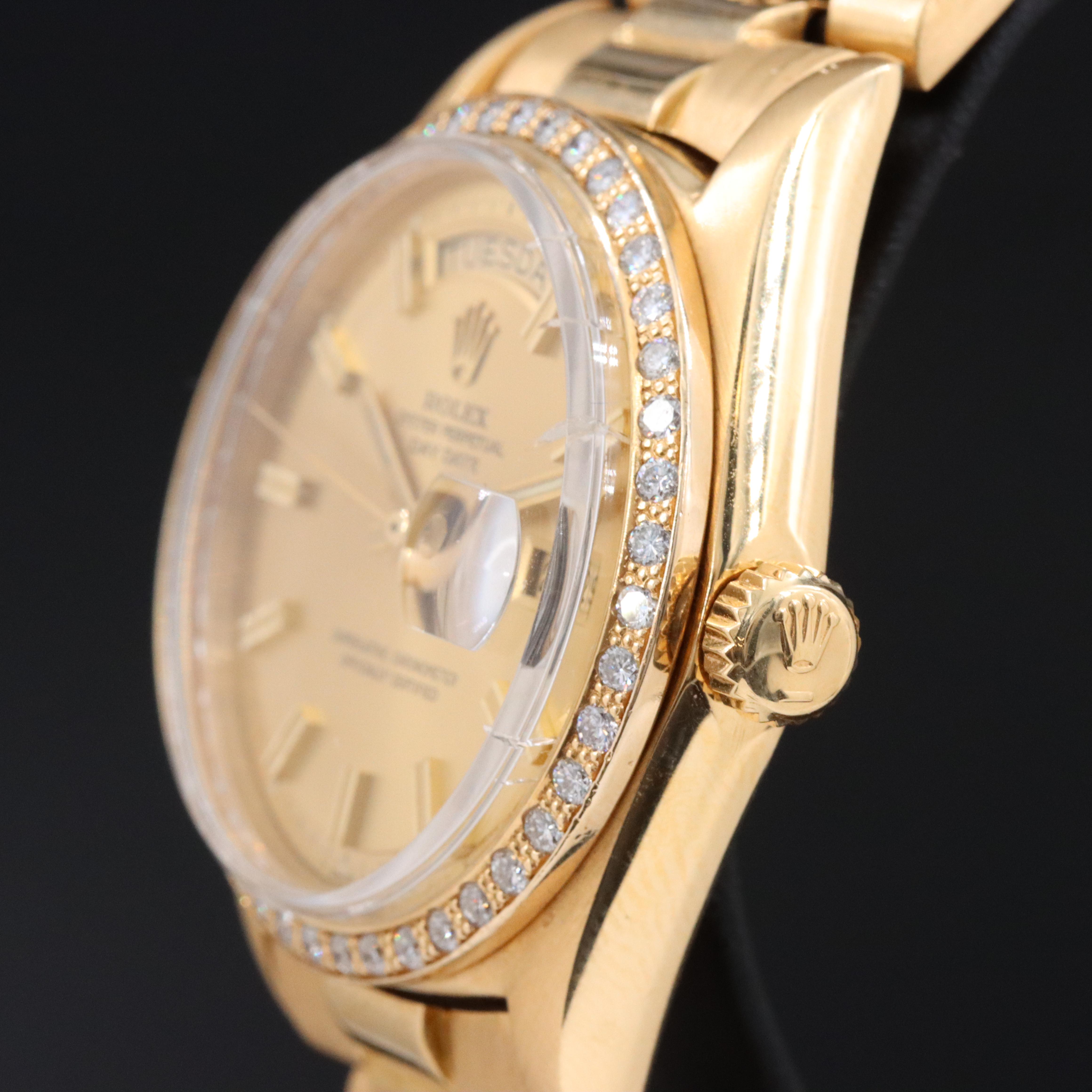 1967 Rolex Day-Date Custom 1.00 CTW Diamond Case Watch