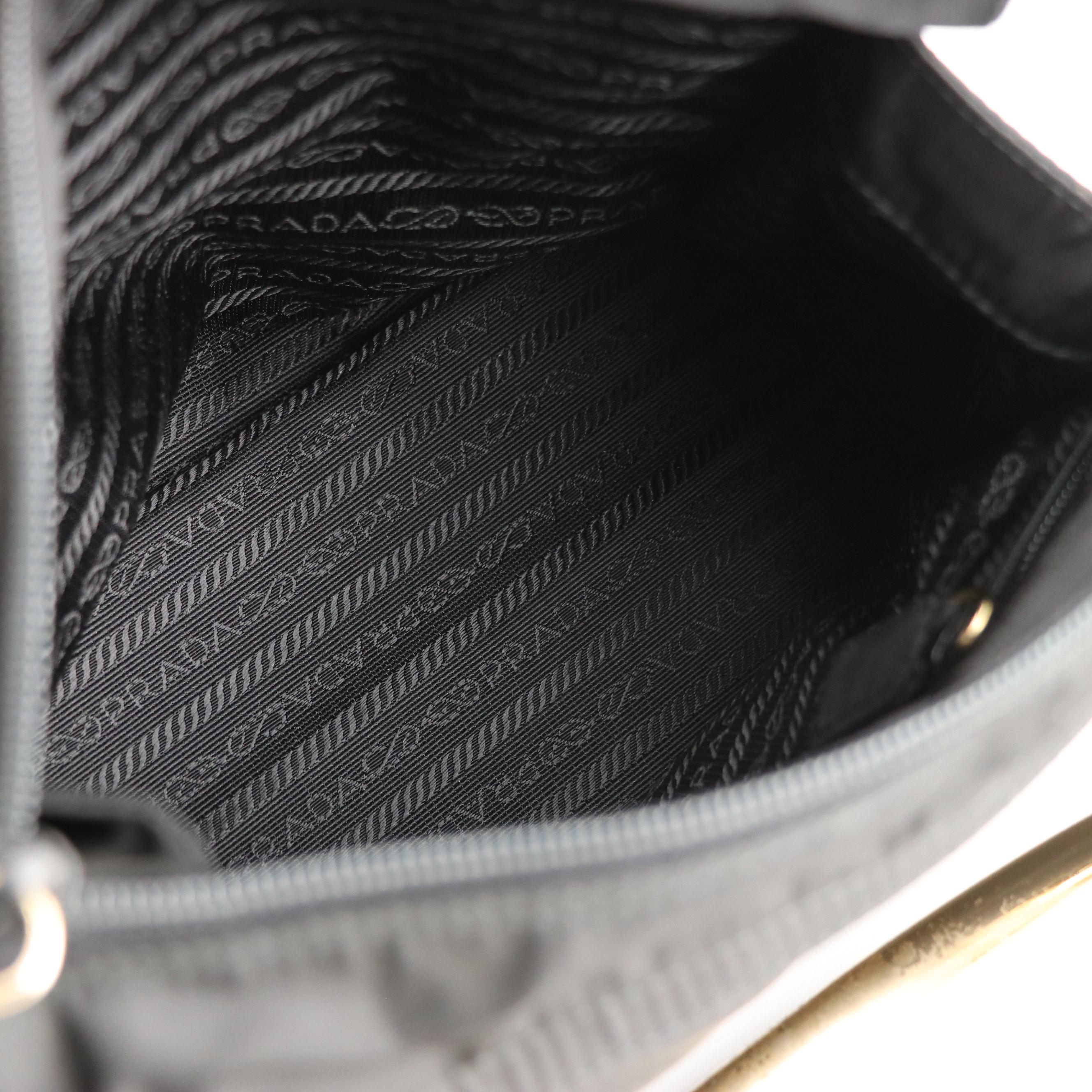 Prada Metal Handle Mini Tote in Black Tessuto Nylon