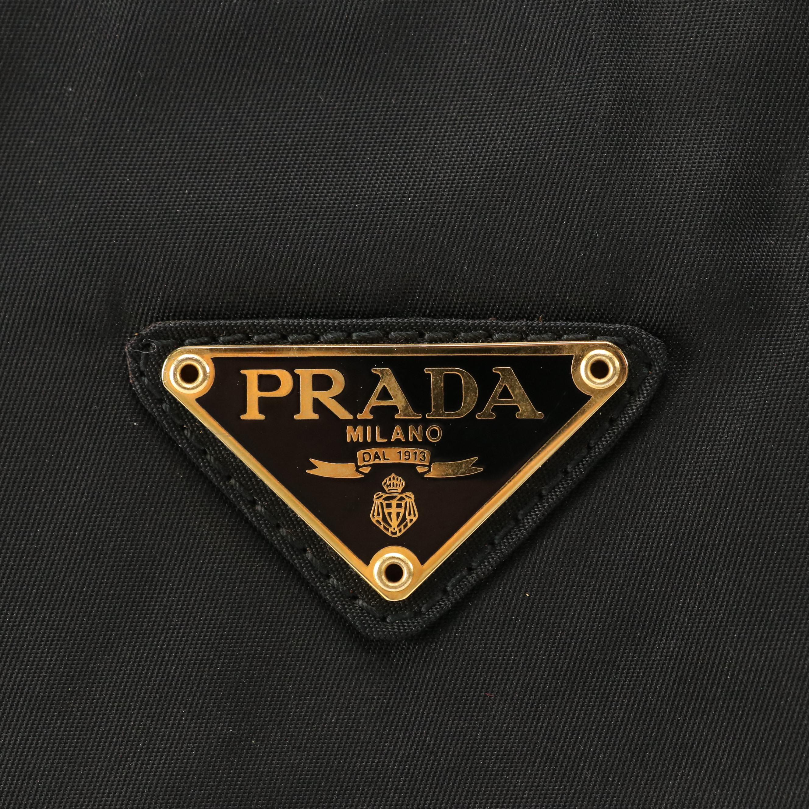 Prada Metal Handle Mini Tote in Black Tessuto Nylon