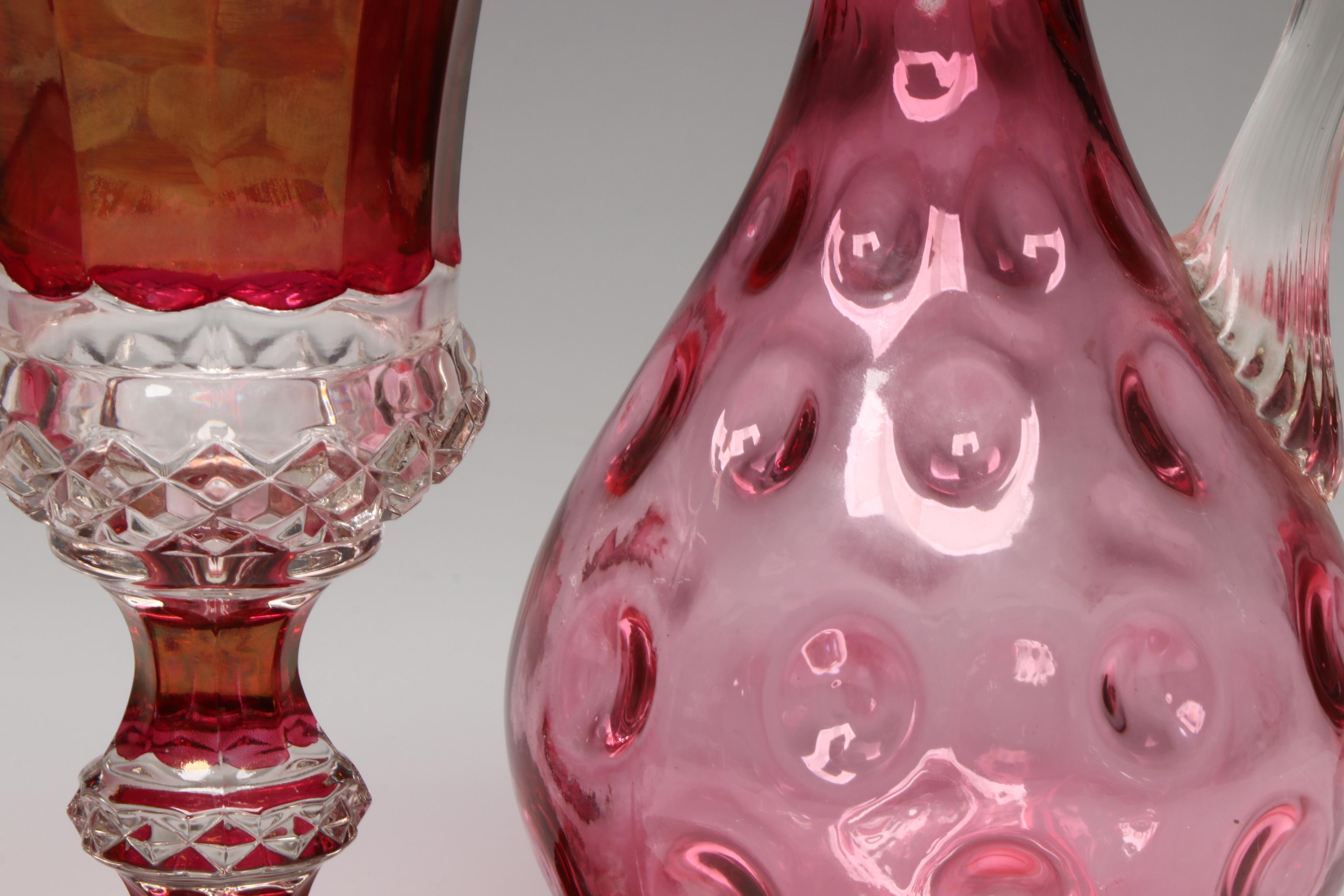 Westmoreland Ruby Flashed Glass Candy Dish with Murano Glass Ashtray and Others