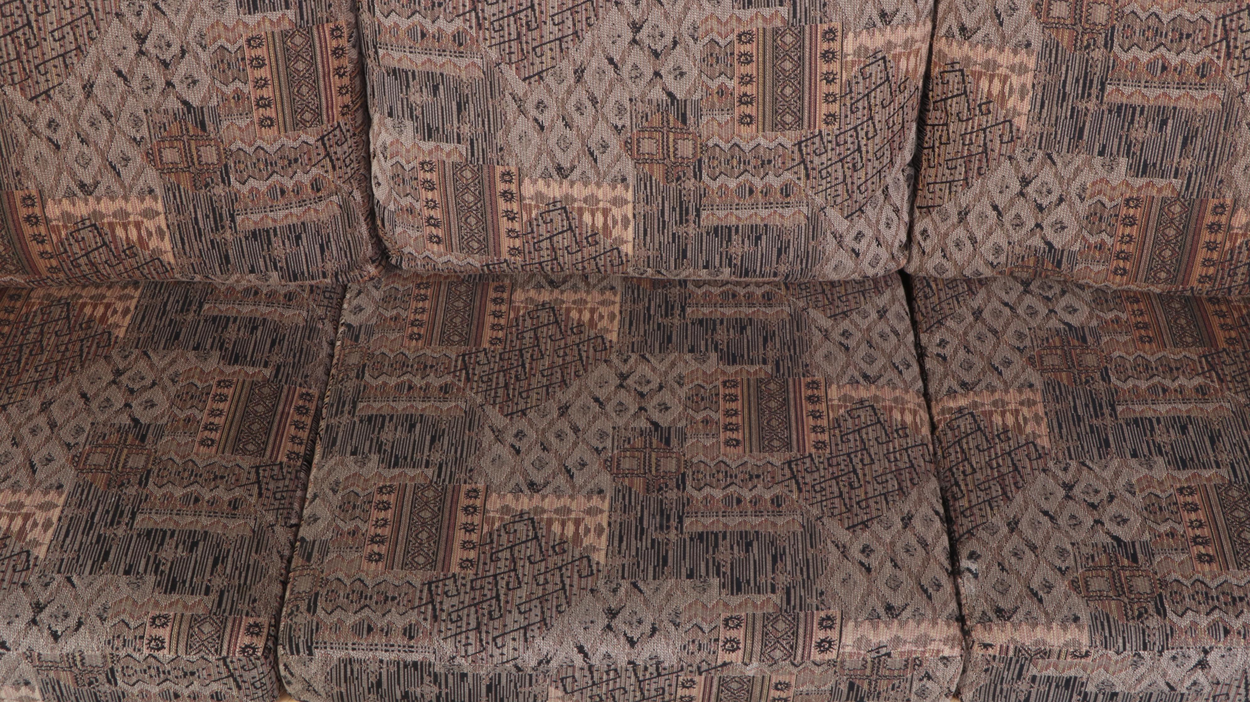 Resin Wicker Patio Sofa, Armchair, and Ottoman with Wooden Accent Table