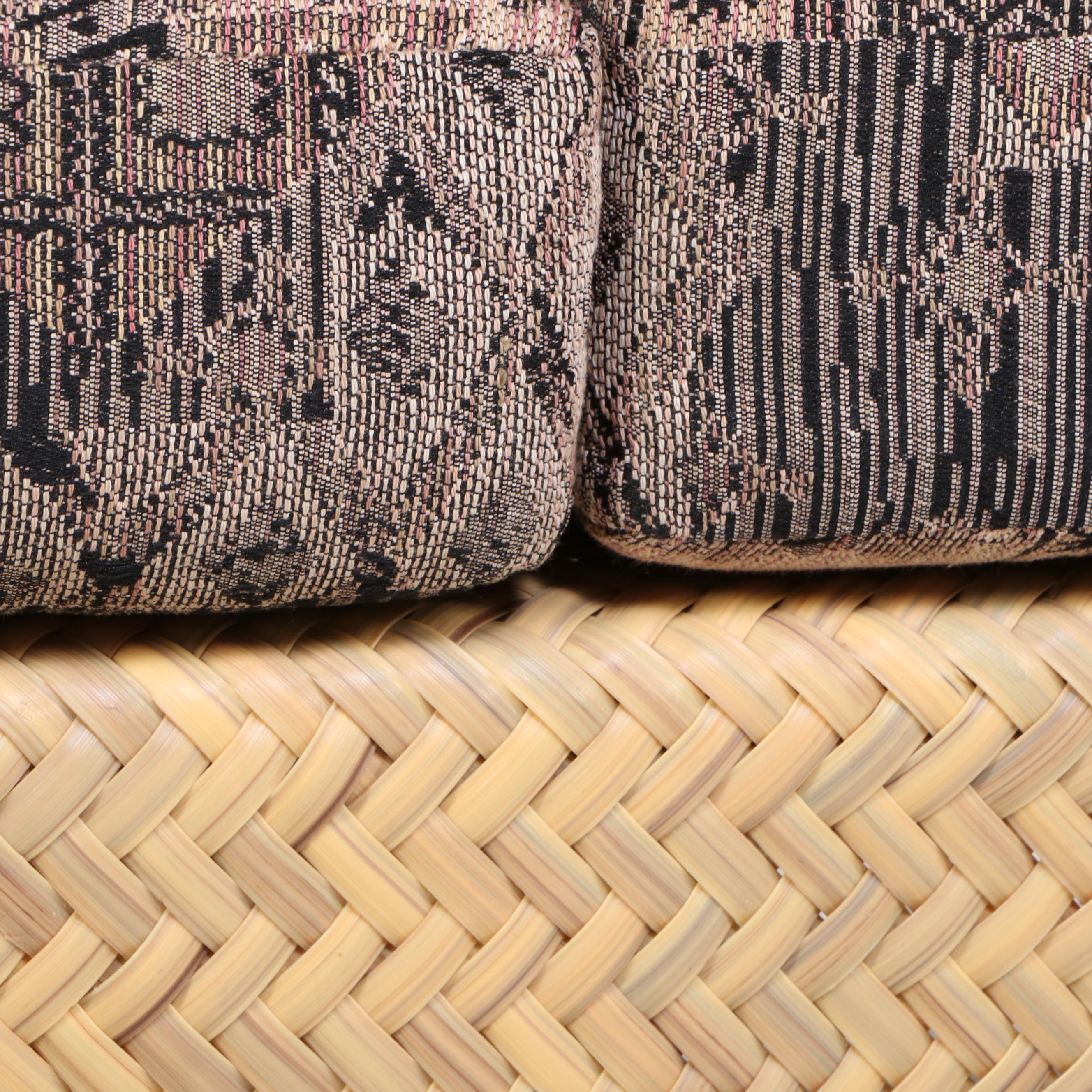 Resin Wicker Patio Sofa, Armchair, and Ottoman with Wooden Accent Table