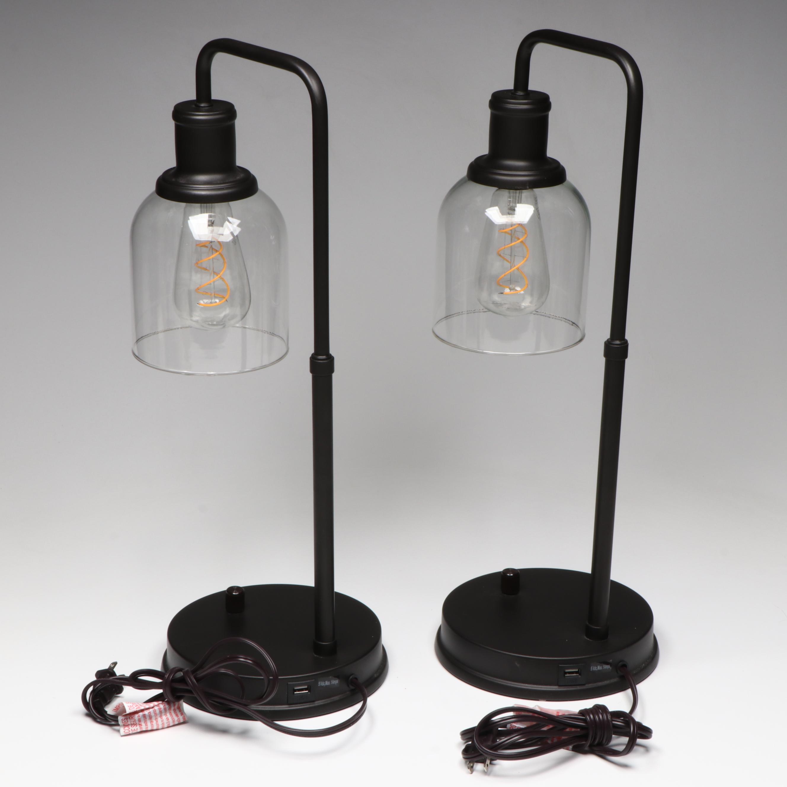Industrial Style Table Lamps with USB Port