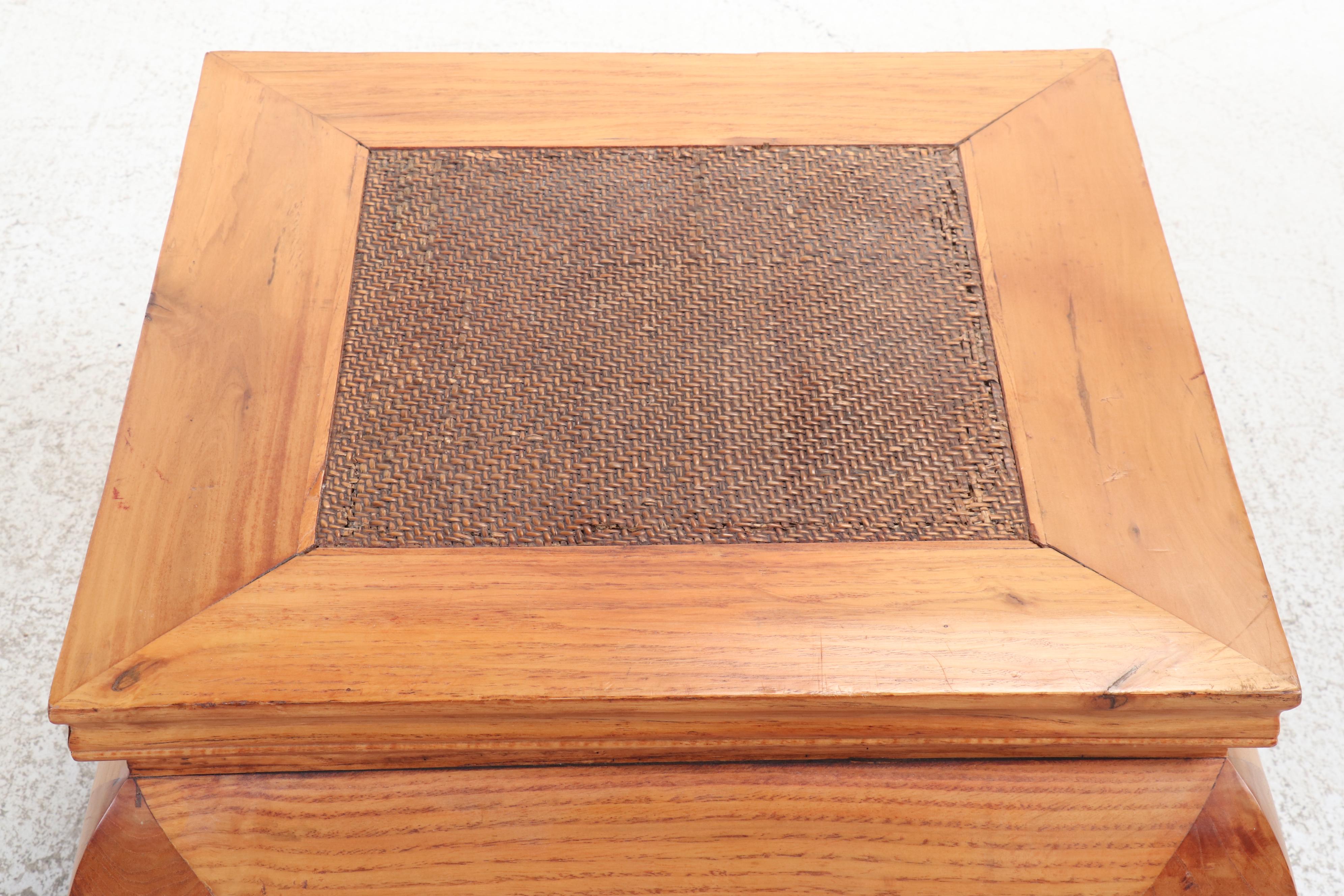 Chinese Elm and Caned Side Table