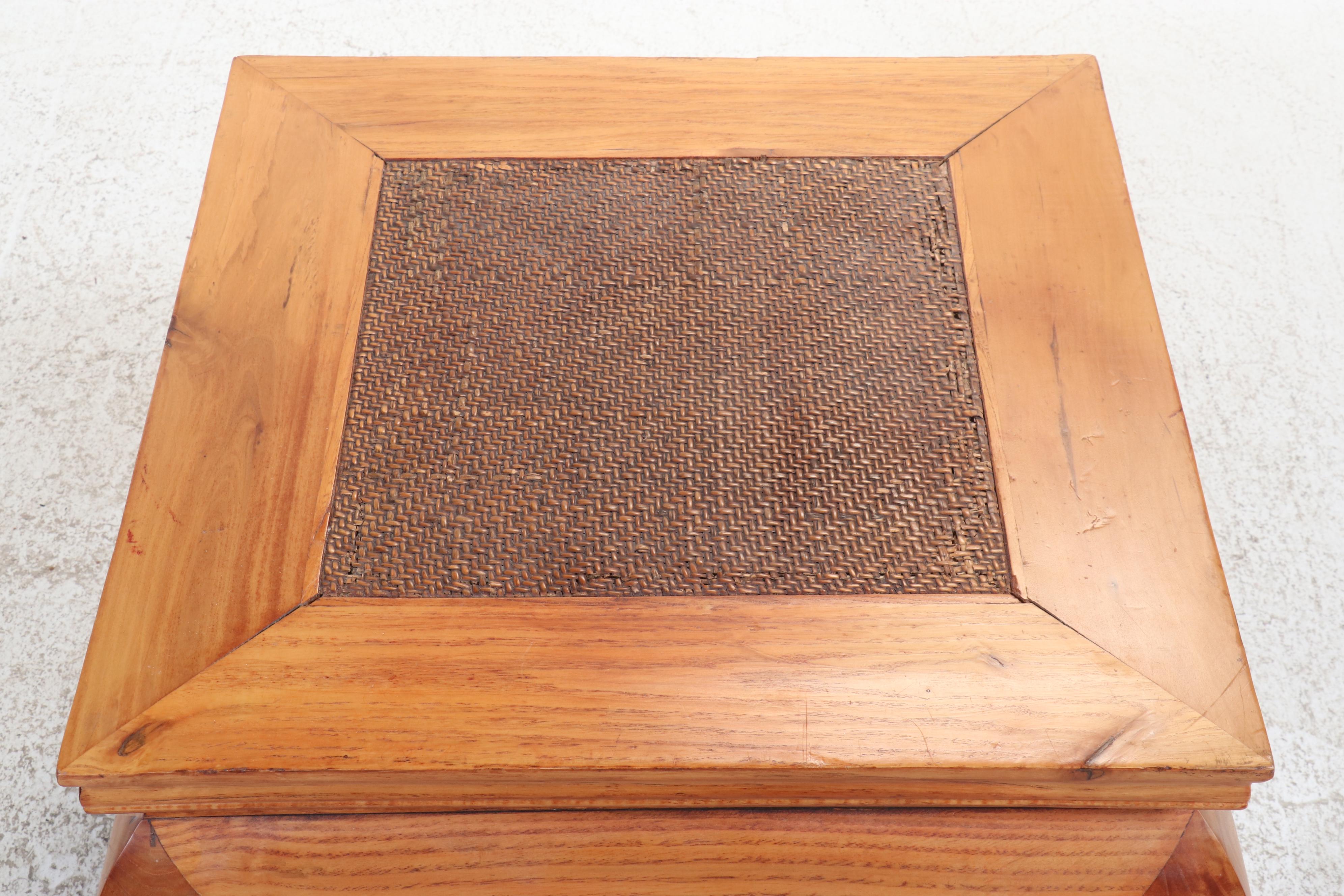 Chinese Elm and Caned Side Table