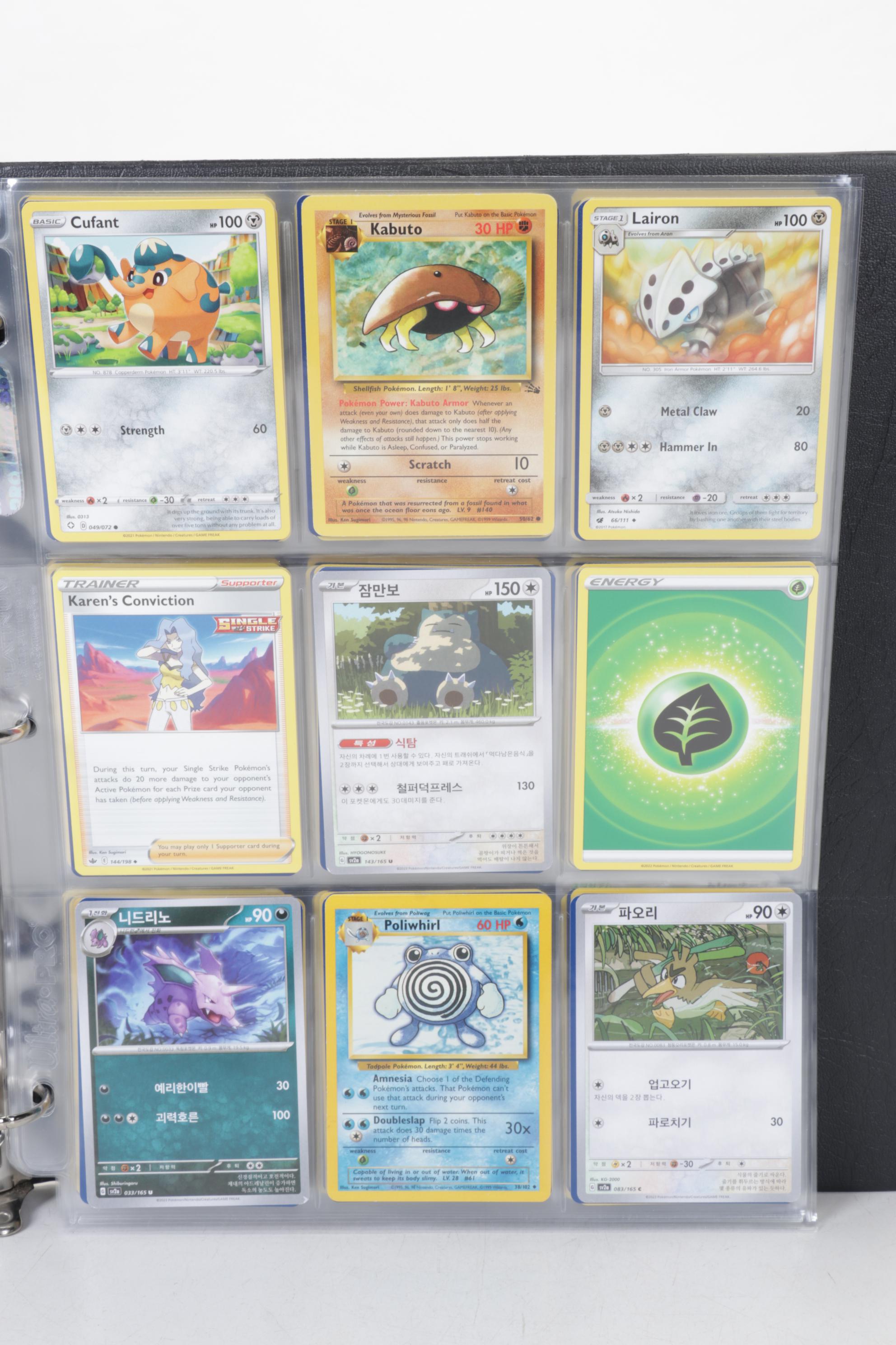 English & Korean Pokémon Card Collection Featuring Base & Fossil Sets
