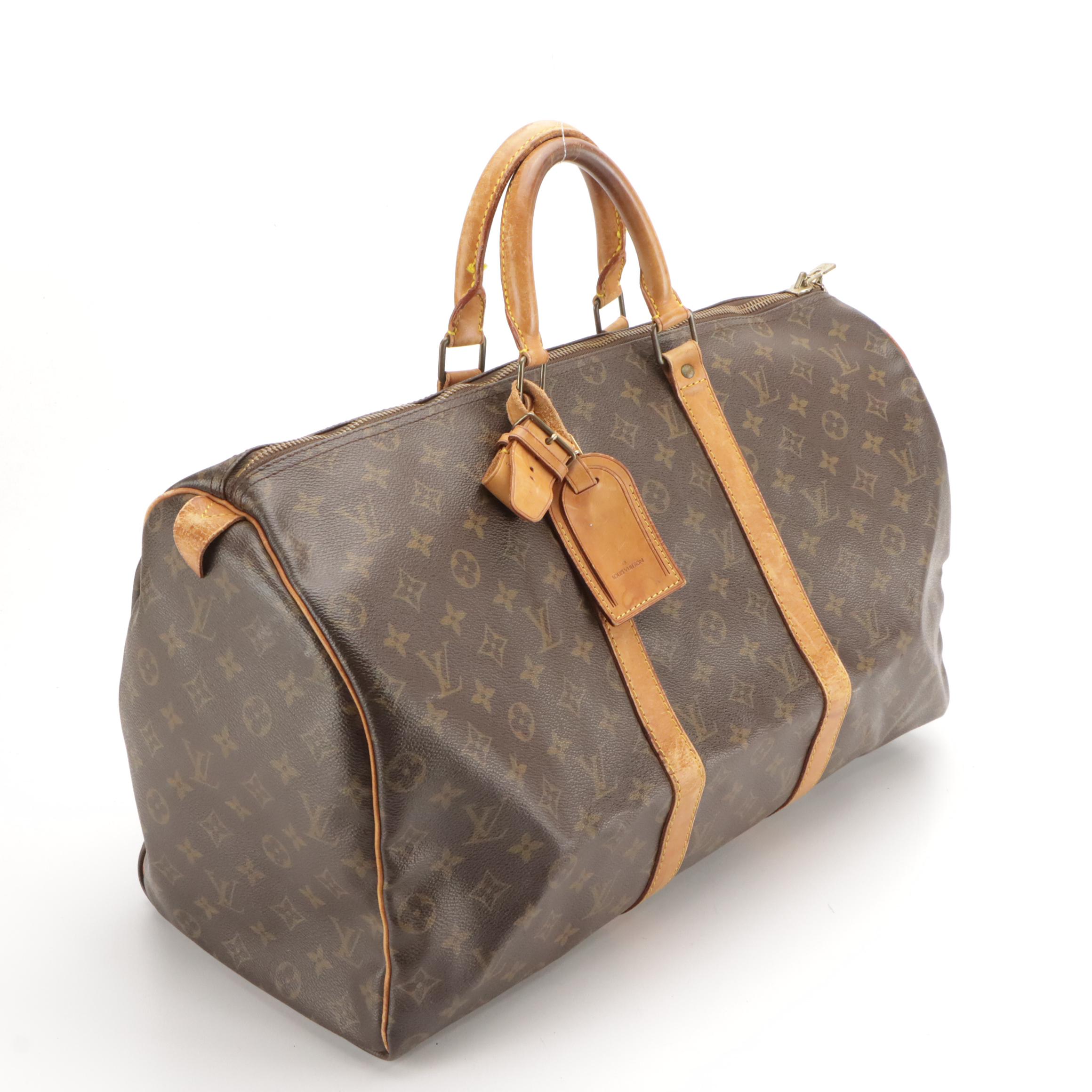 Louis Vuitton Keepall 50 Travel Bag in Monogram Canvas and Leather
