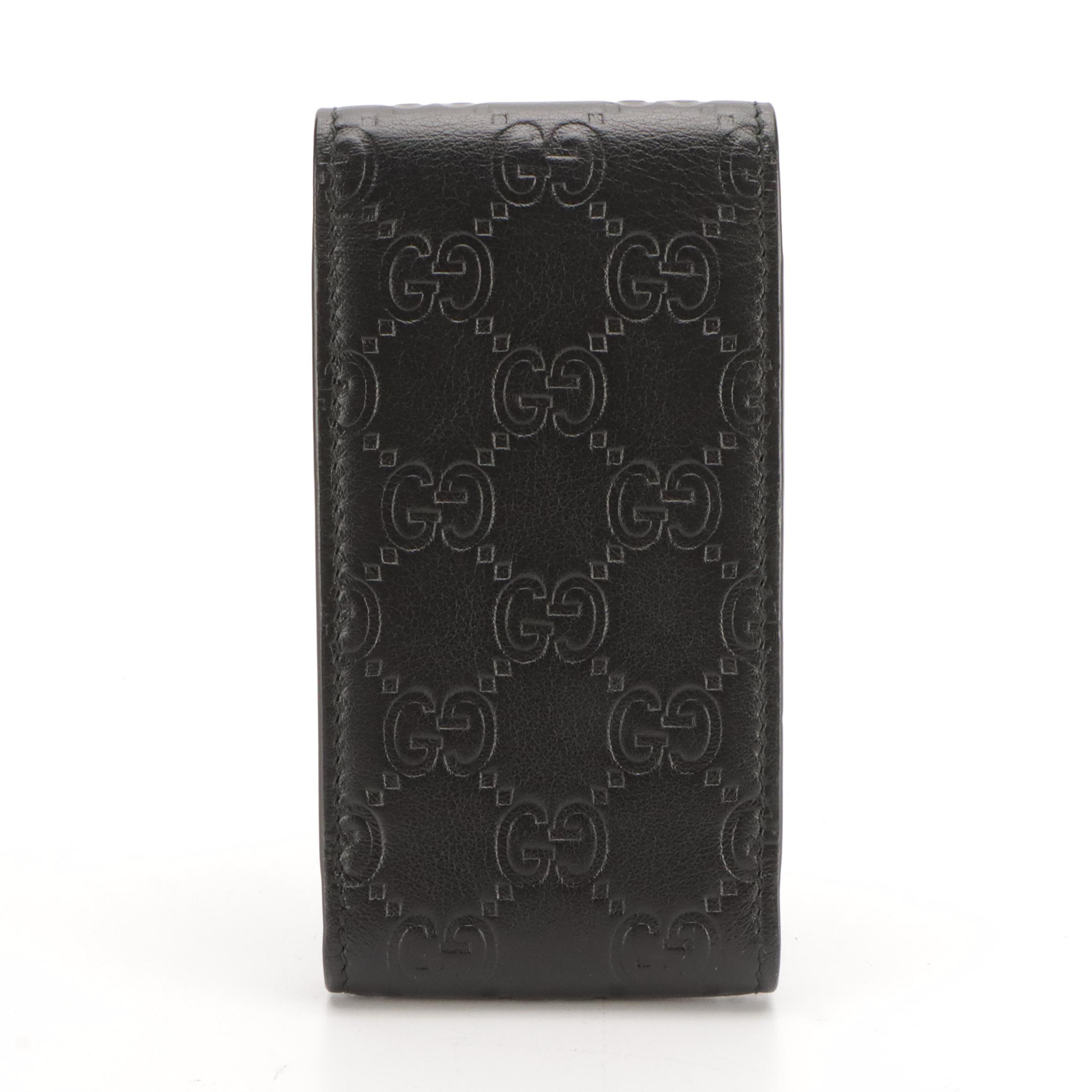 Gucci Black Guccissima Leather Cigarette Case