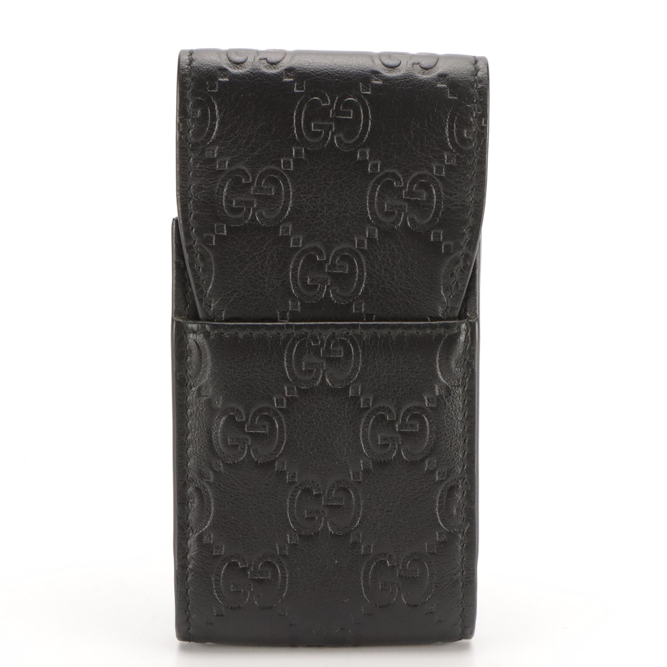 Gucci Black Guccissima Leather Cigarette Case