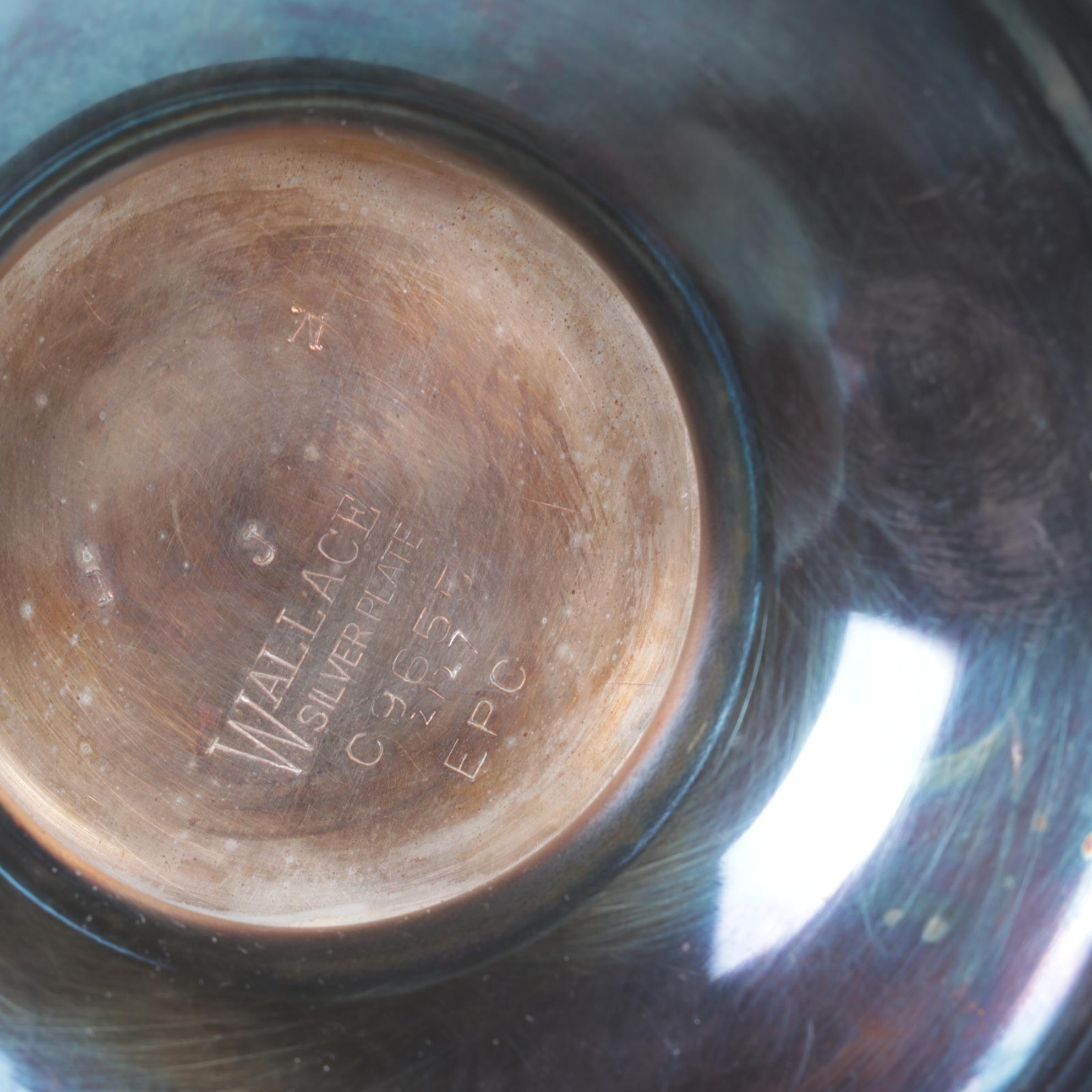 Wallace Baroque Round Gallery Tray and Other Silverplate Serving Pieces