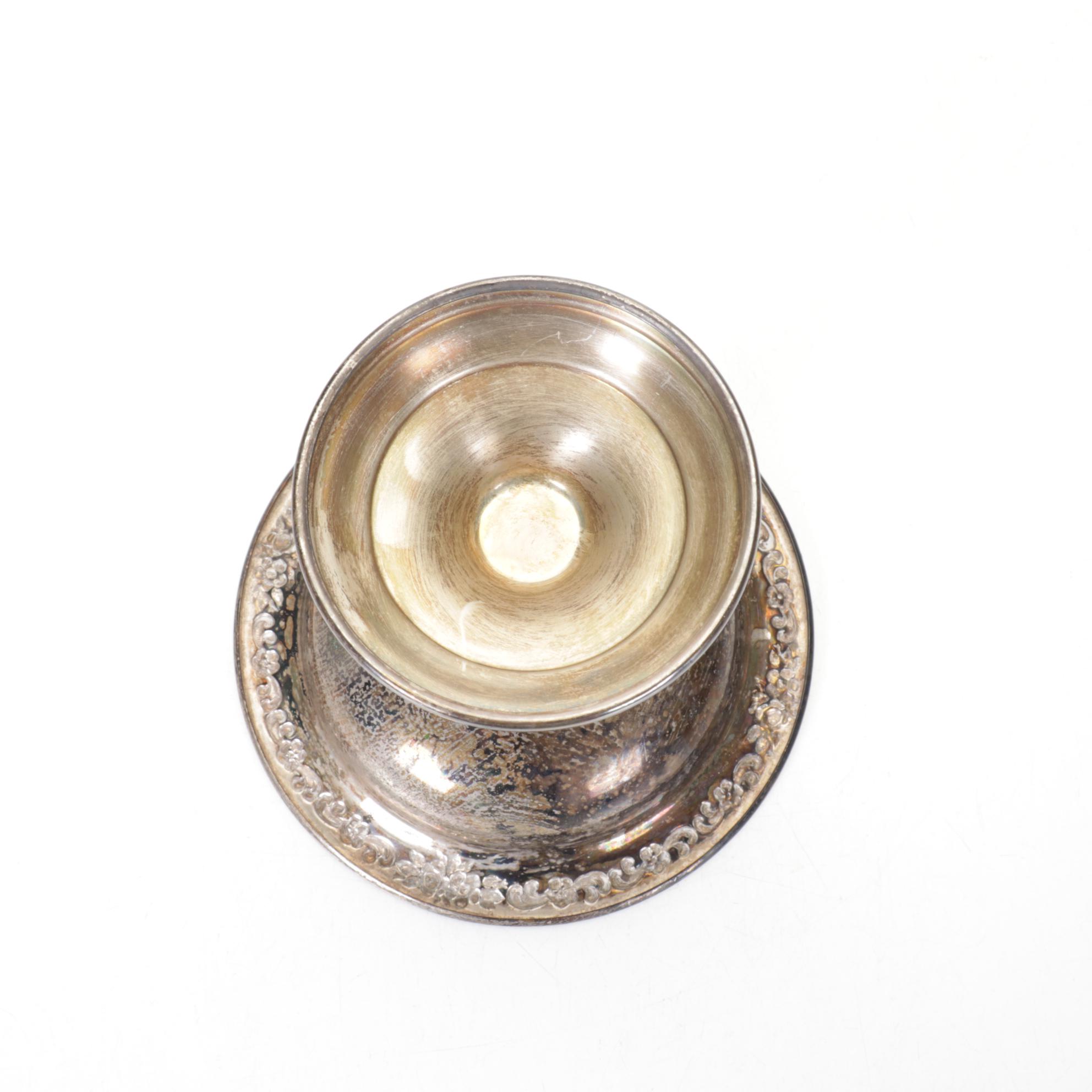 Wallace Baroque Round Gallery Tray and Other Silverplate Serving Pieces