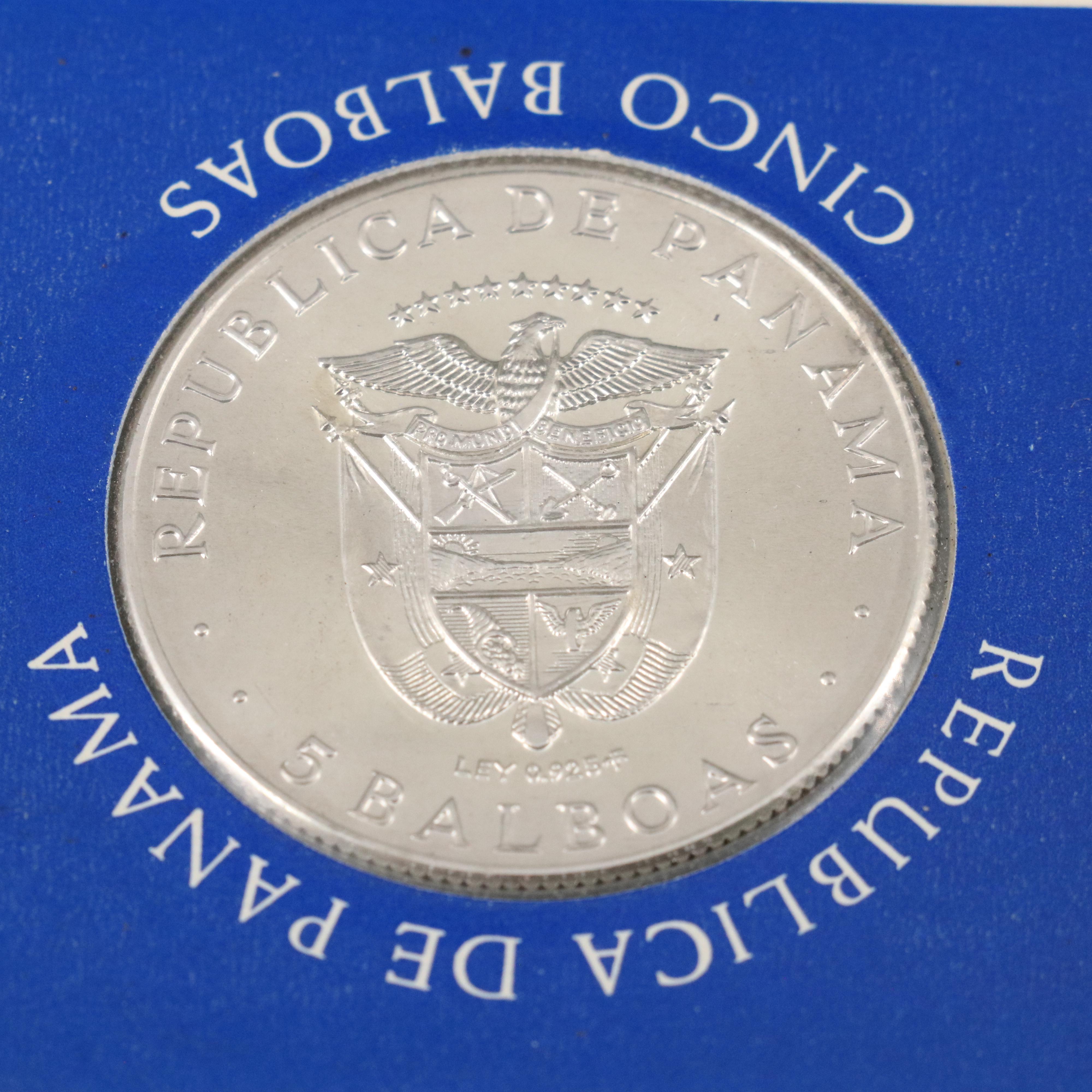 Three 1970 Panama 5 Balboa Silver Coins