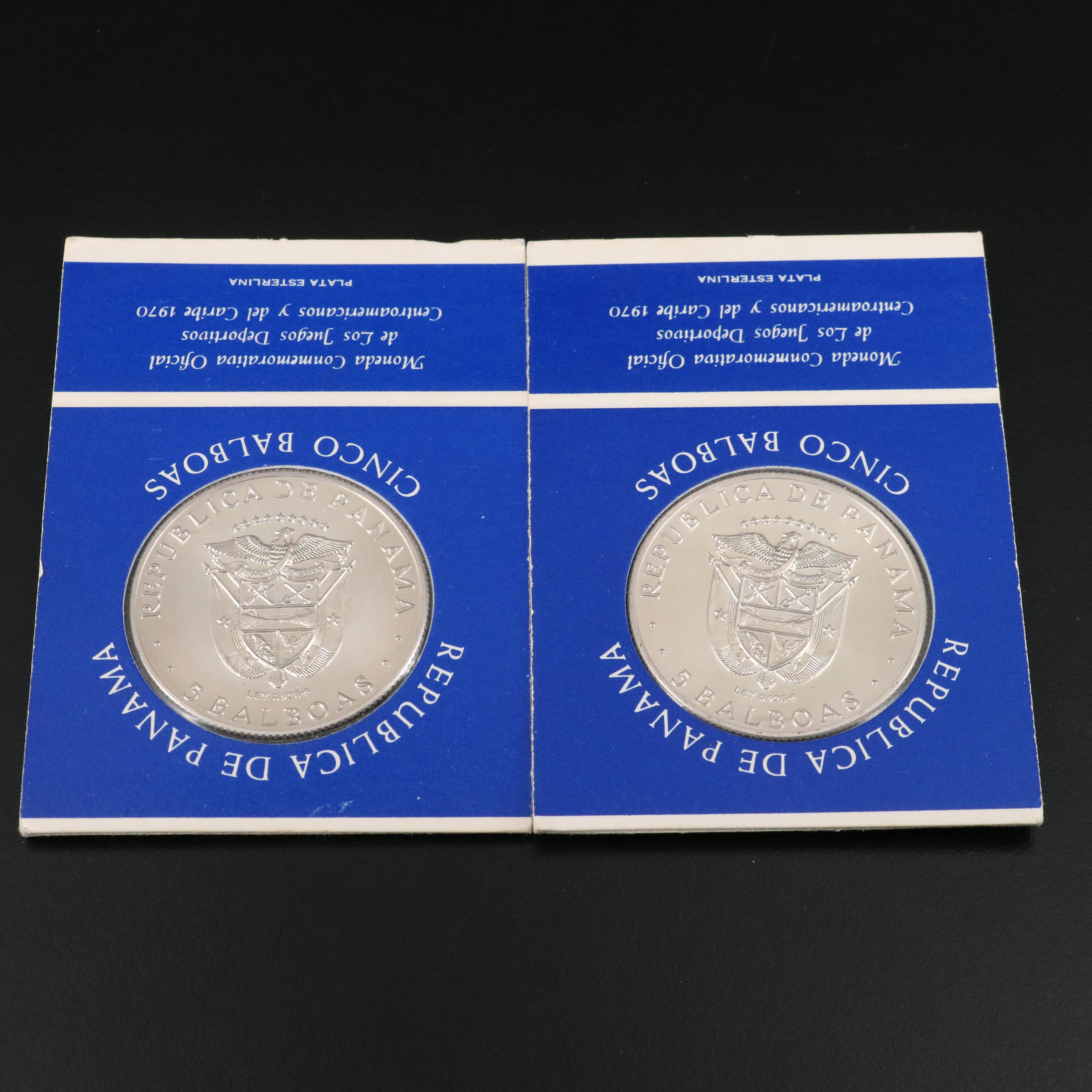 Three 1970 Panama 5 Balboa Silver Coins