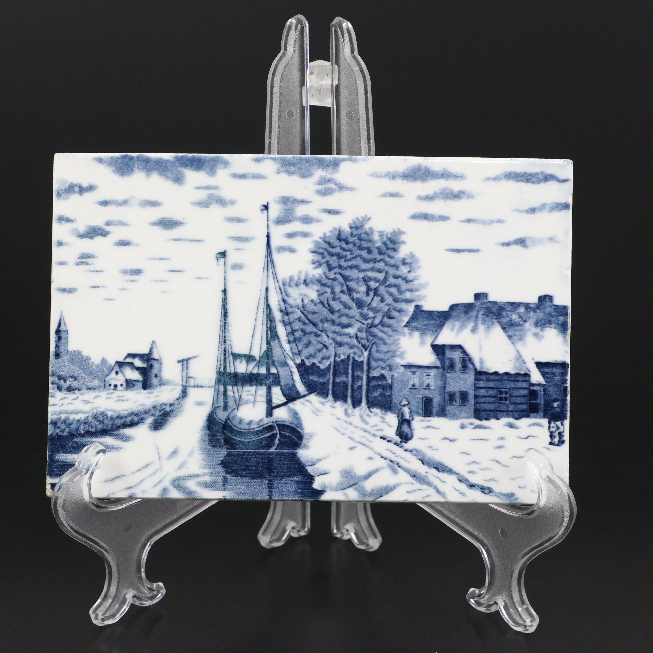 Delft Canal Scene Tile with Other Metal Lighthouse-Themed Switch Plates