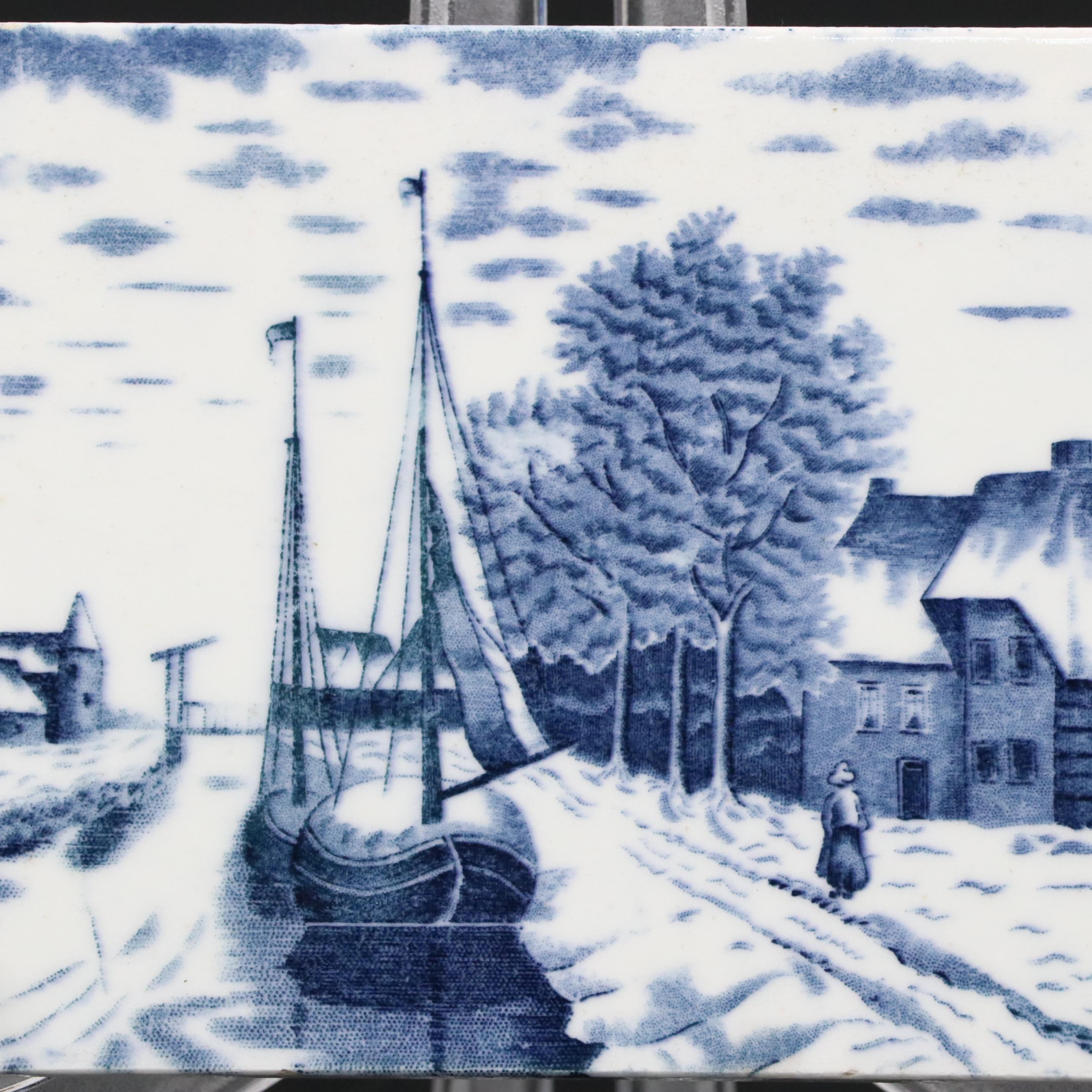 Delft Canal Scene Tile with Other Metal Lighthouse-Themed Switch Plates