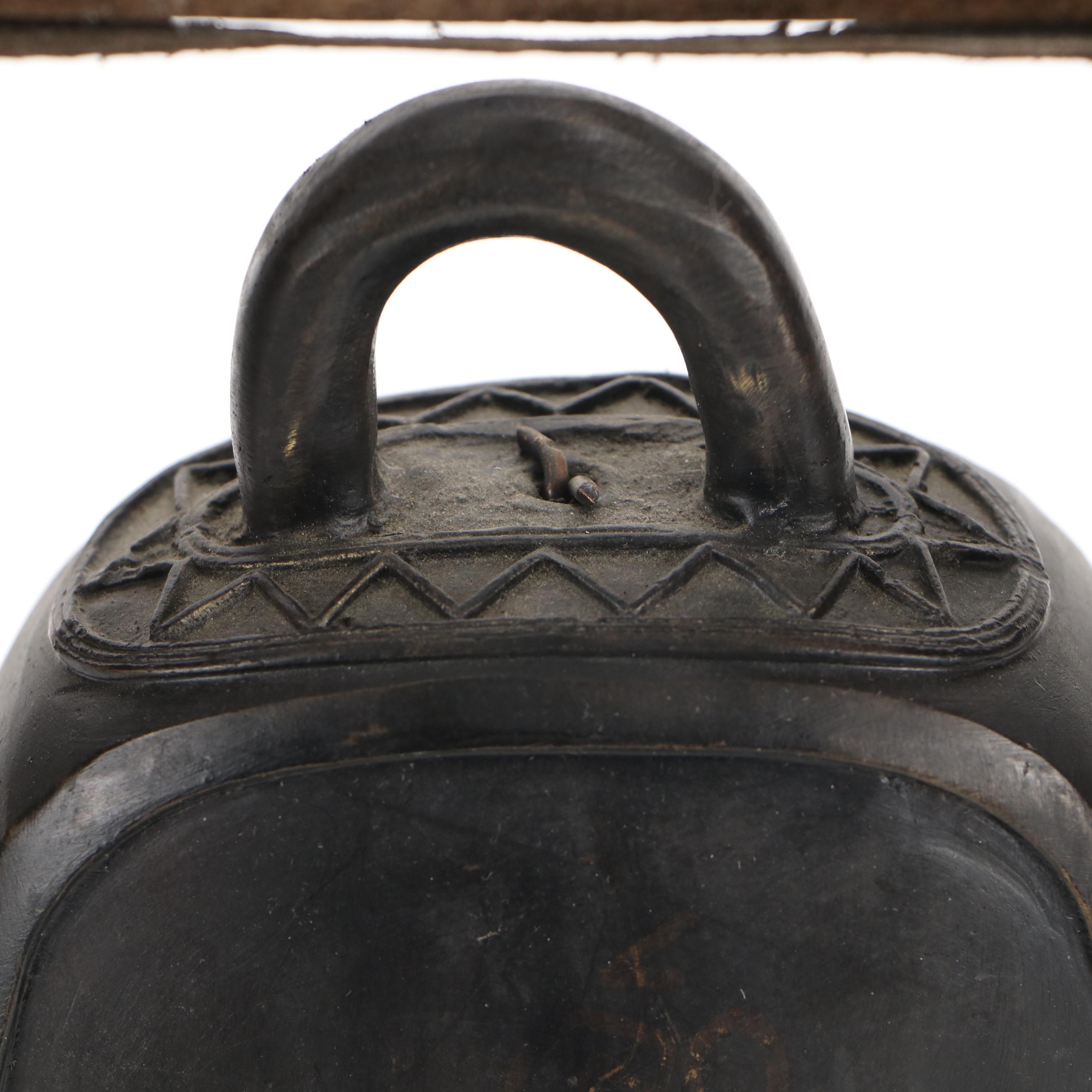 Burmese Hill Tribe Elephant Bell with Bent Cane Stand