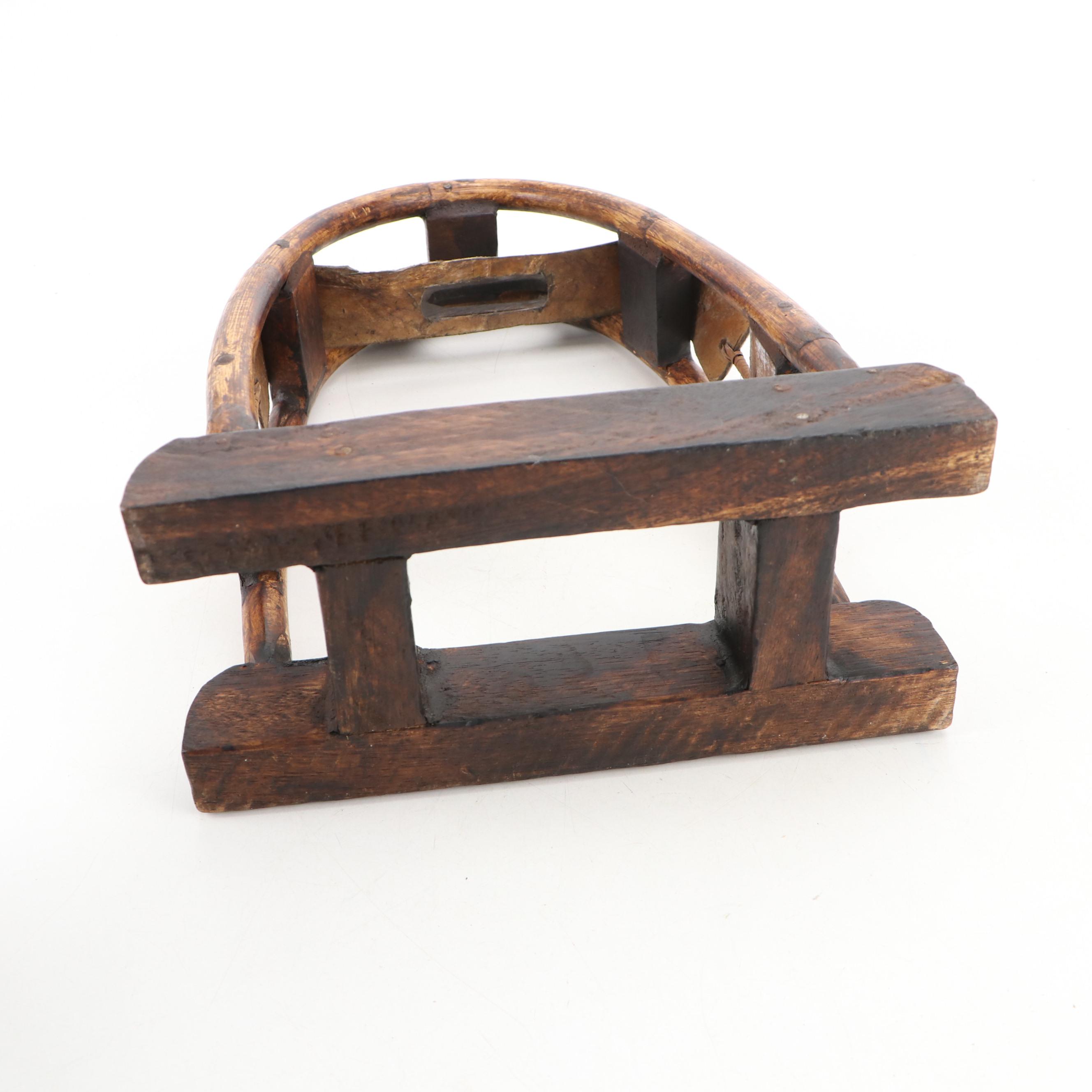 Burmese Hill Tribe Elephant Bell with Bent Cane Stand