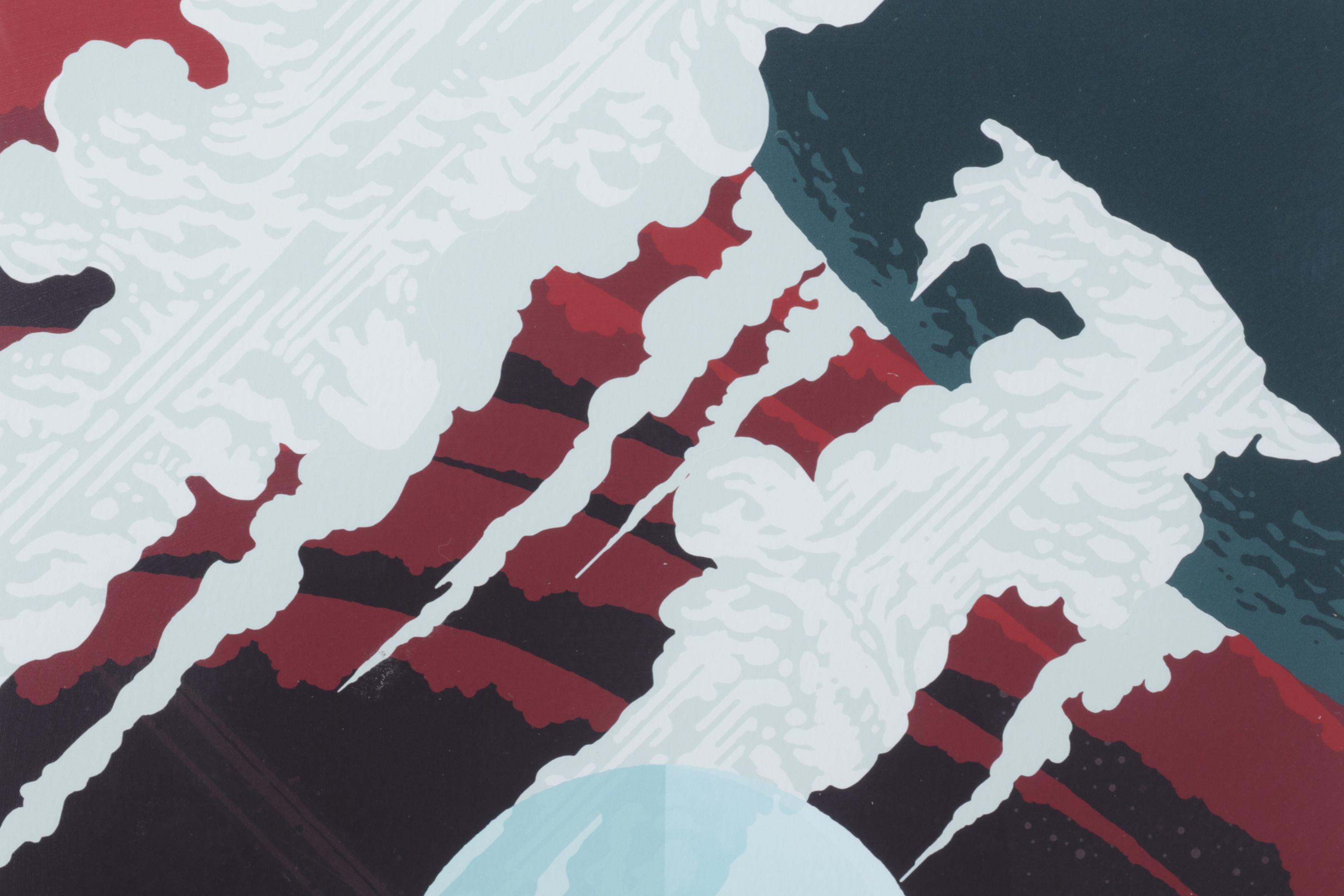 Retro-Futuristic "Enceladus" Travel Poster in Frame