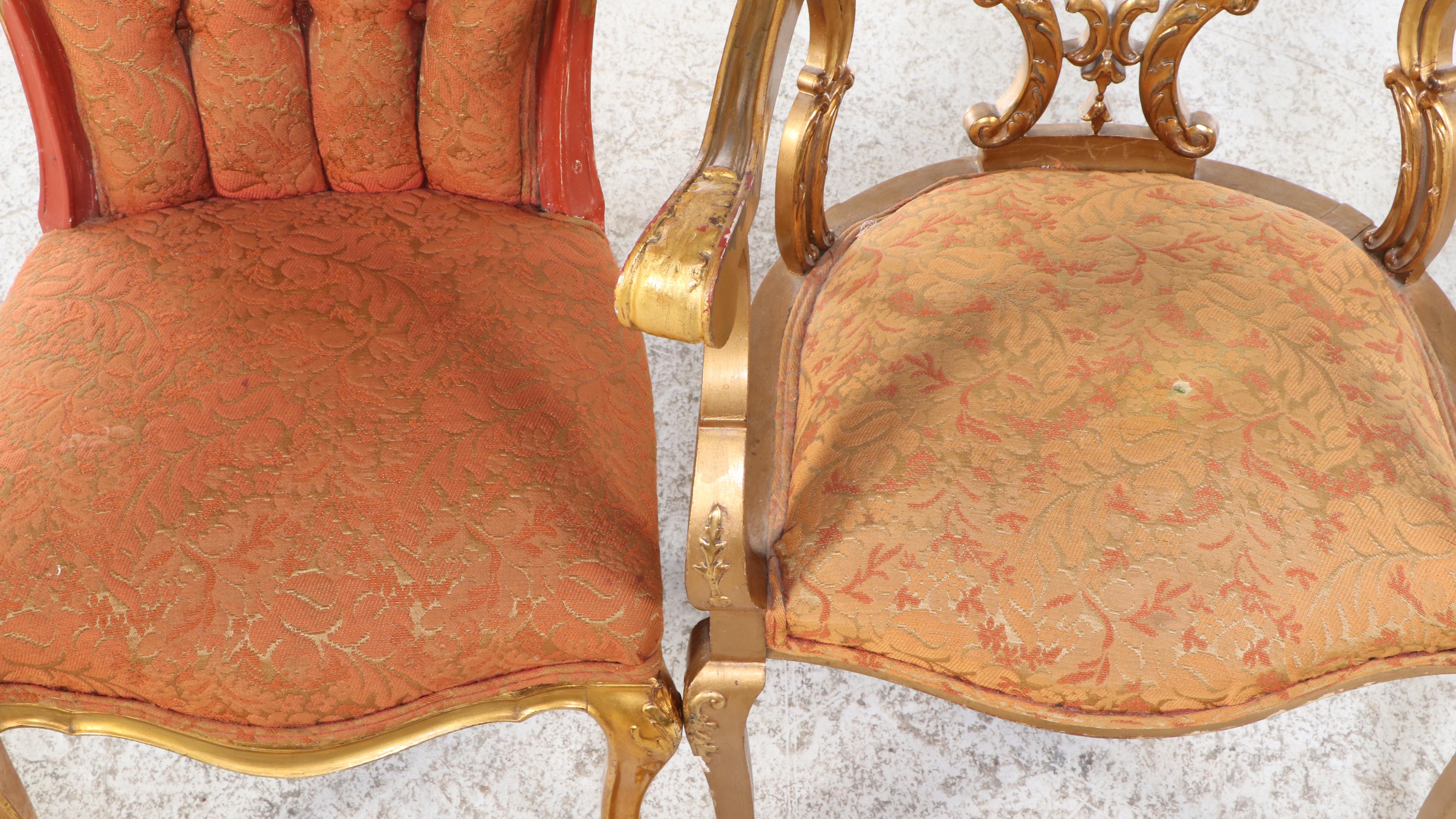 Four-Piece Louis XV Style Giltwood Salon Suite, Late 19th/Early 20th Century