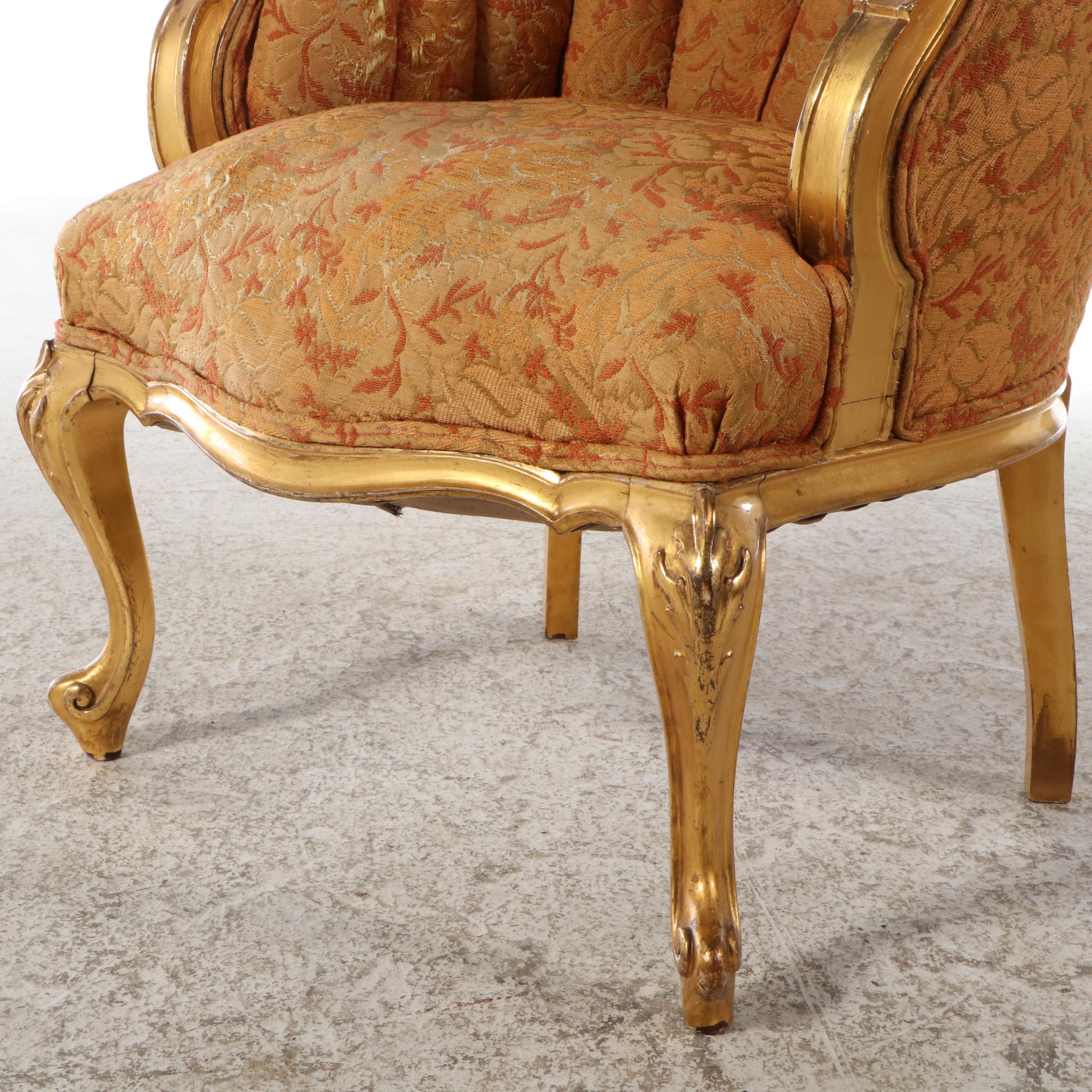 Four-Piece Louis XV Style Giltwood Salon Suite, Late 19th/Early 20th Century