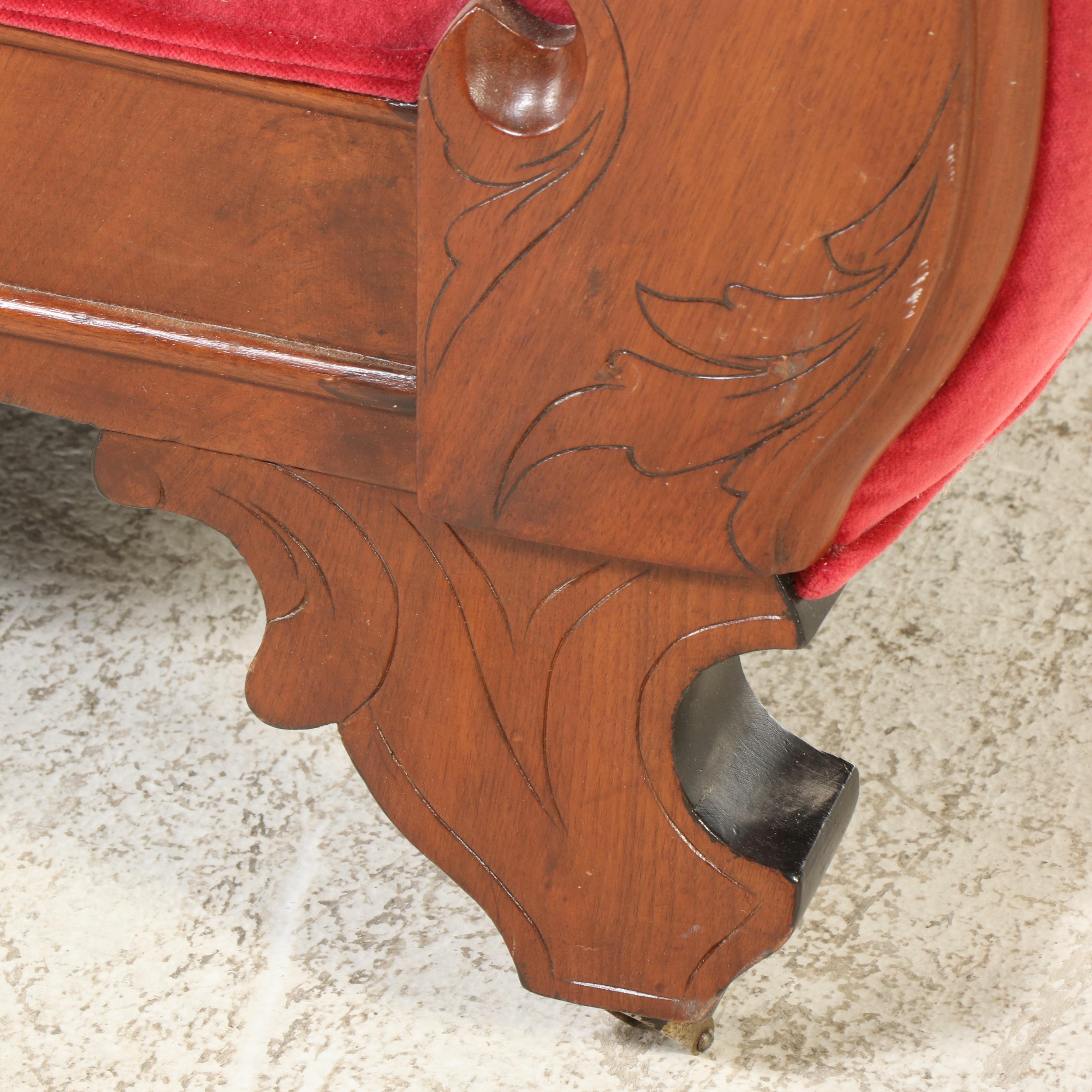 Classical Style Carved Mahogany Framed Sofa, Early 20th Century