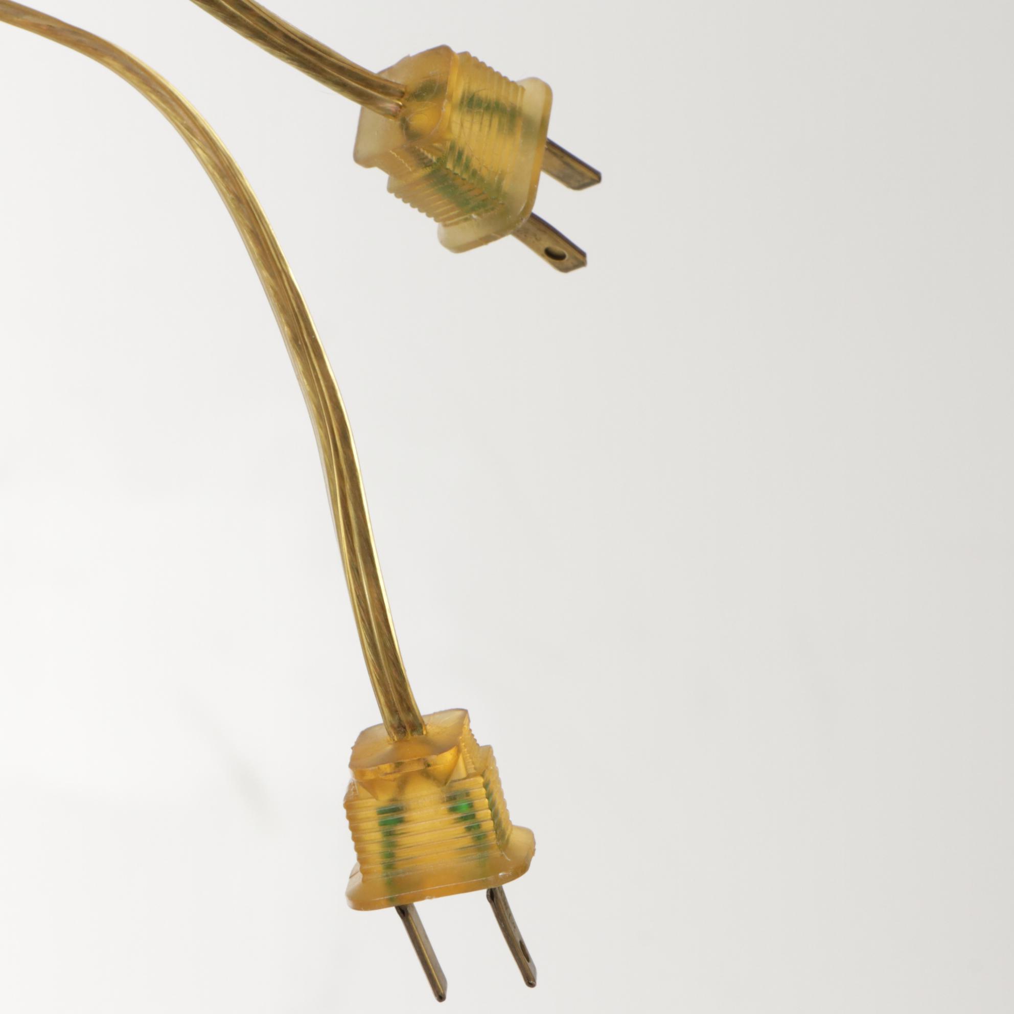 Hollywood Regency Crystal and Filigree Metal Table Lamps, Victorian Lace Shades