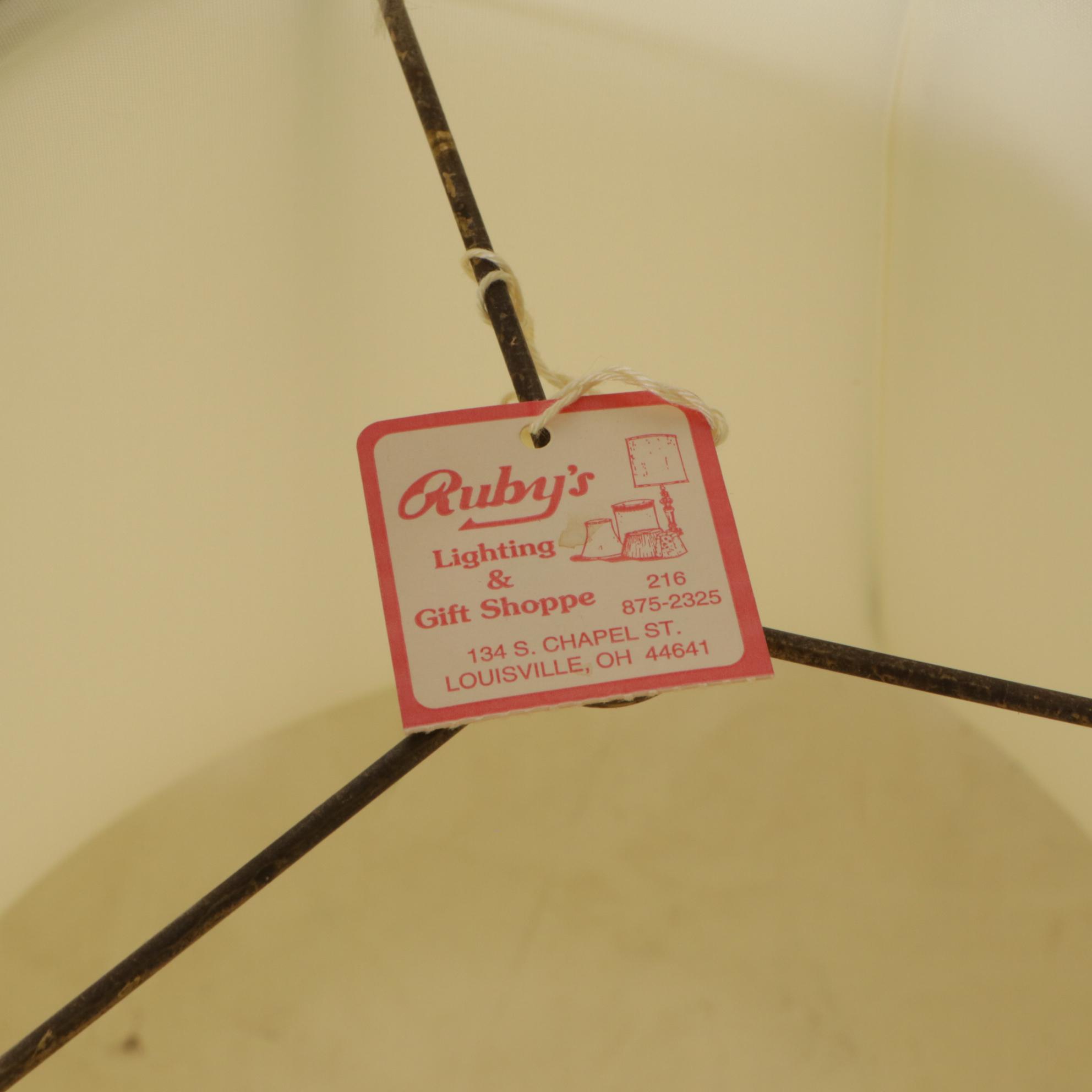 Hollywood Regency Crystal and Filigree Metal Table Lamps, Victorian Lace Shades