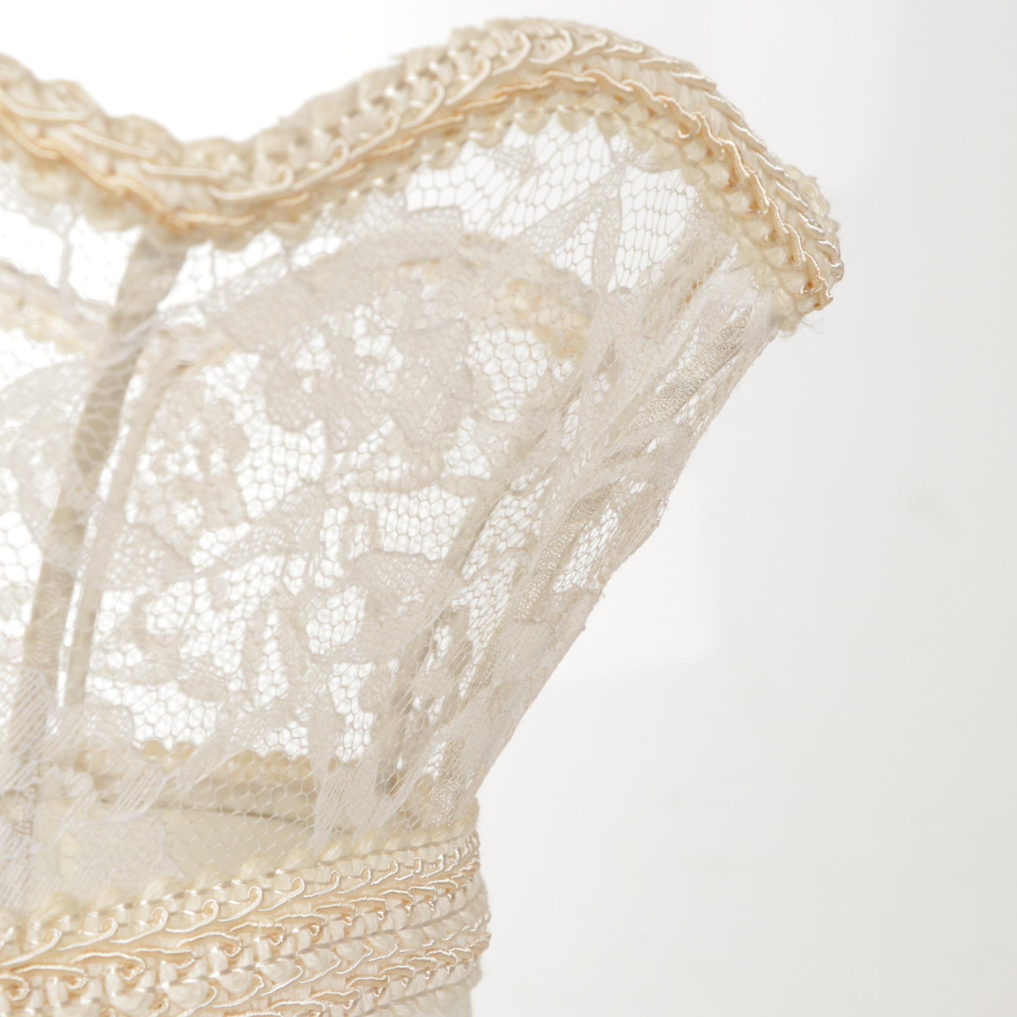 Hollywood Regency Crystal and Filigree Metal Table Lamps, Victorian Lace Shades