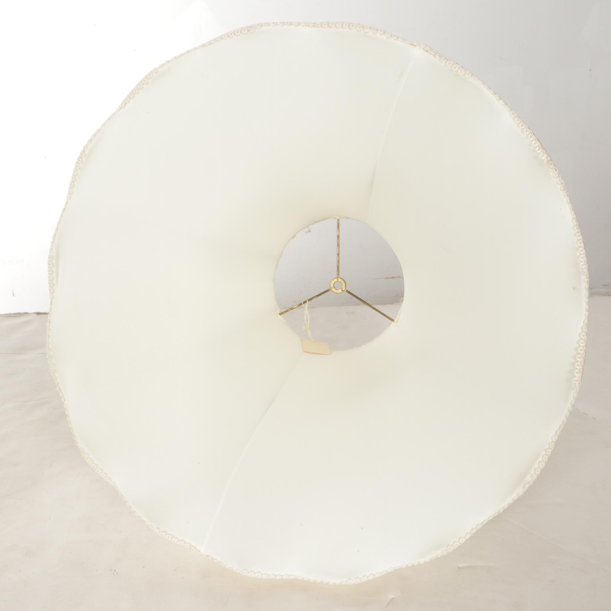 Hollywood Regency Crystal and Filigree Metal Table Lamps, Victorian Lace Shades