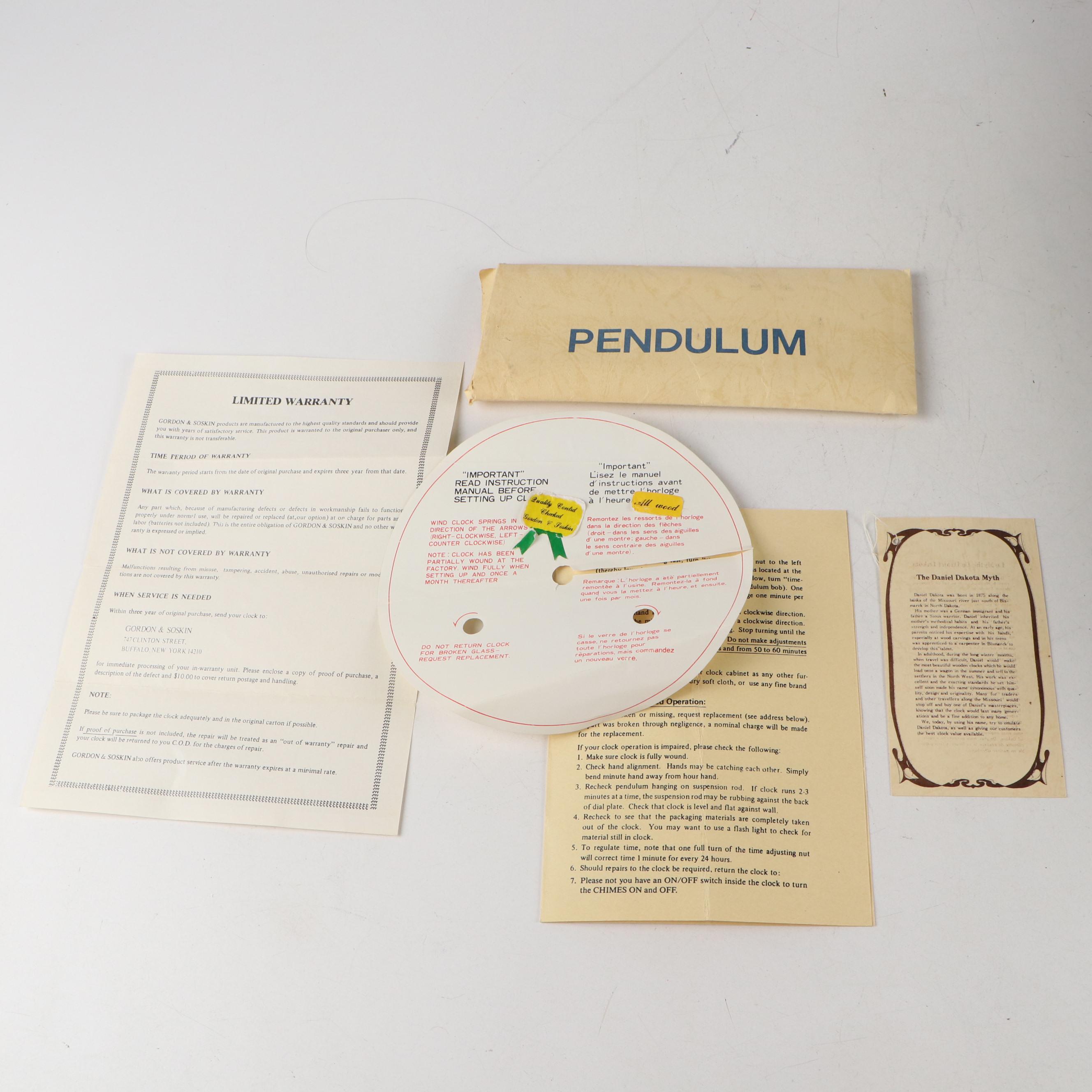 Daniel Dakota 35 Day Wood Wall Clock, Late 20th Century