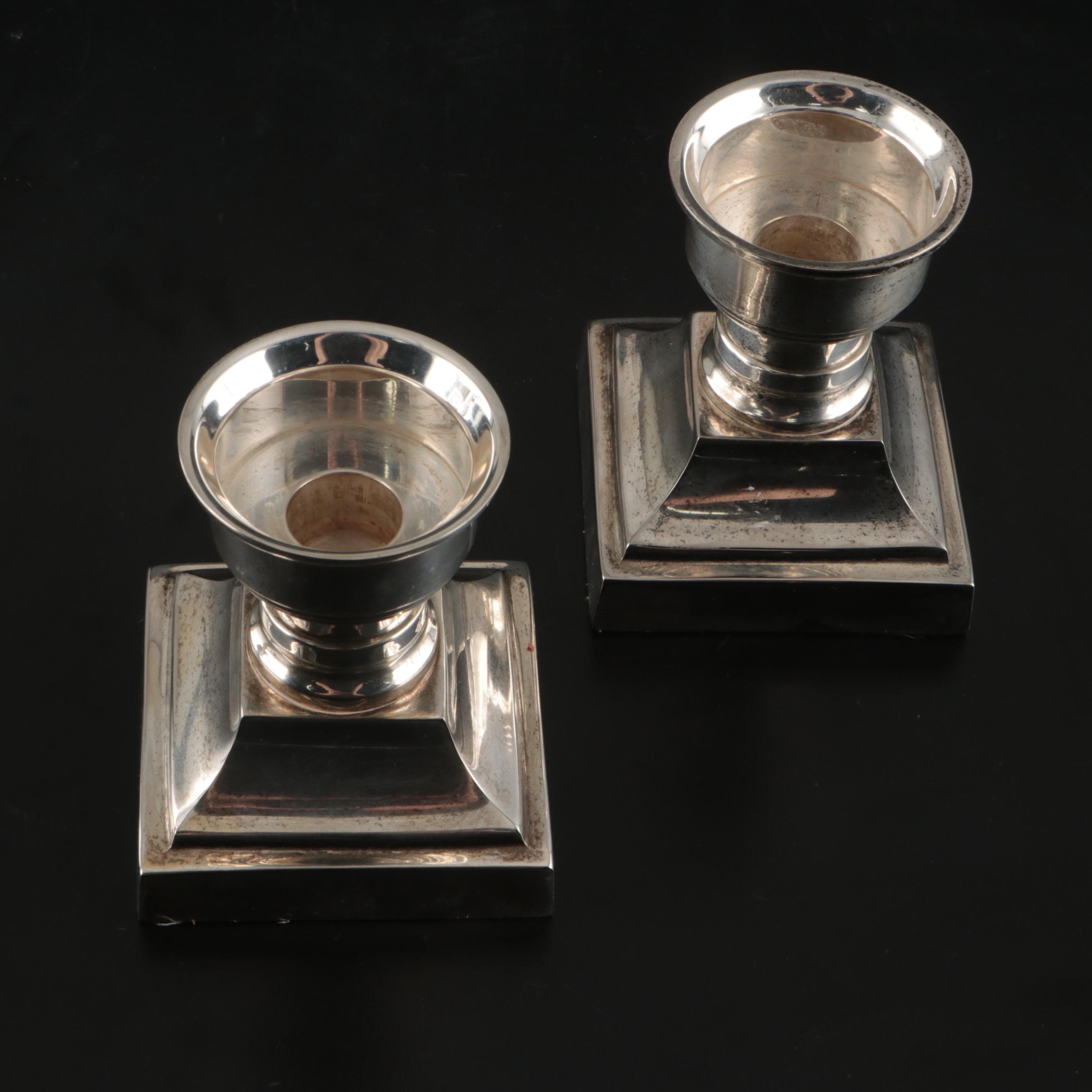 Stiffel Silver Plated Candle Holders with Crystal Hurricanes
