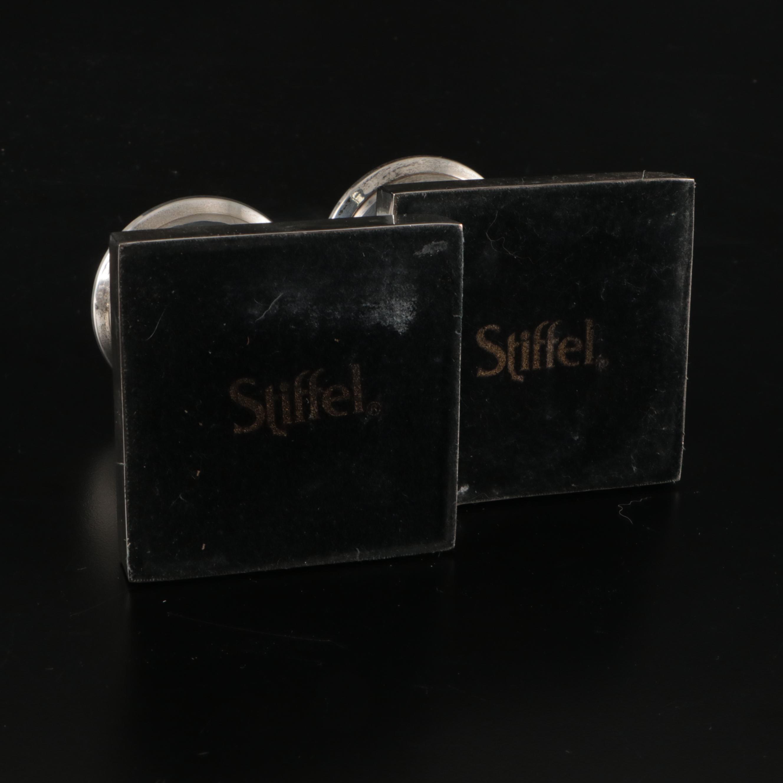 Stiffel Silver Plated Candle Holders with Crystal Hurricanes