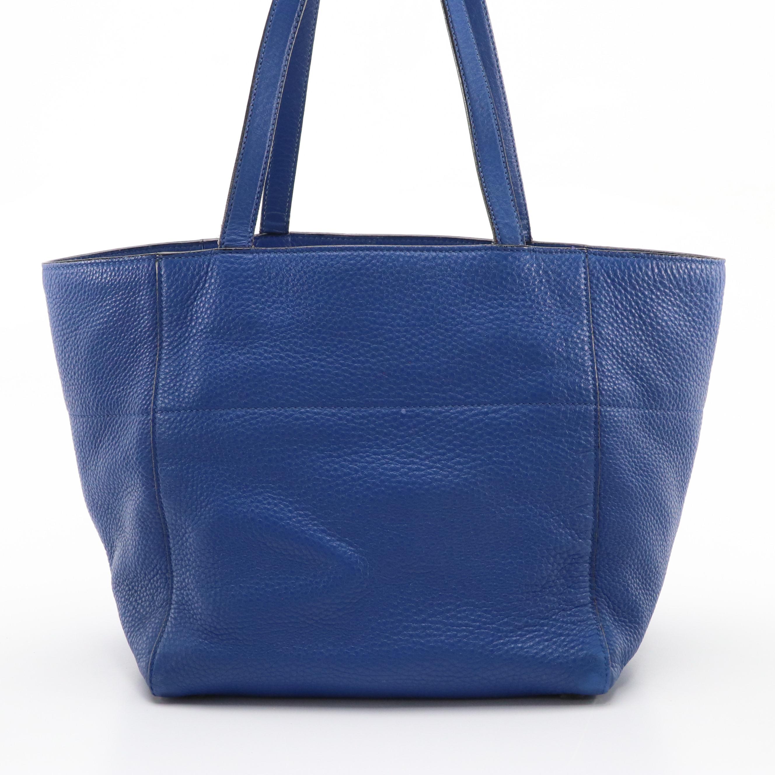 Prada Royal Blue Vitello Daino Leather Shoulder Tote