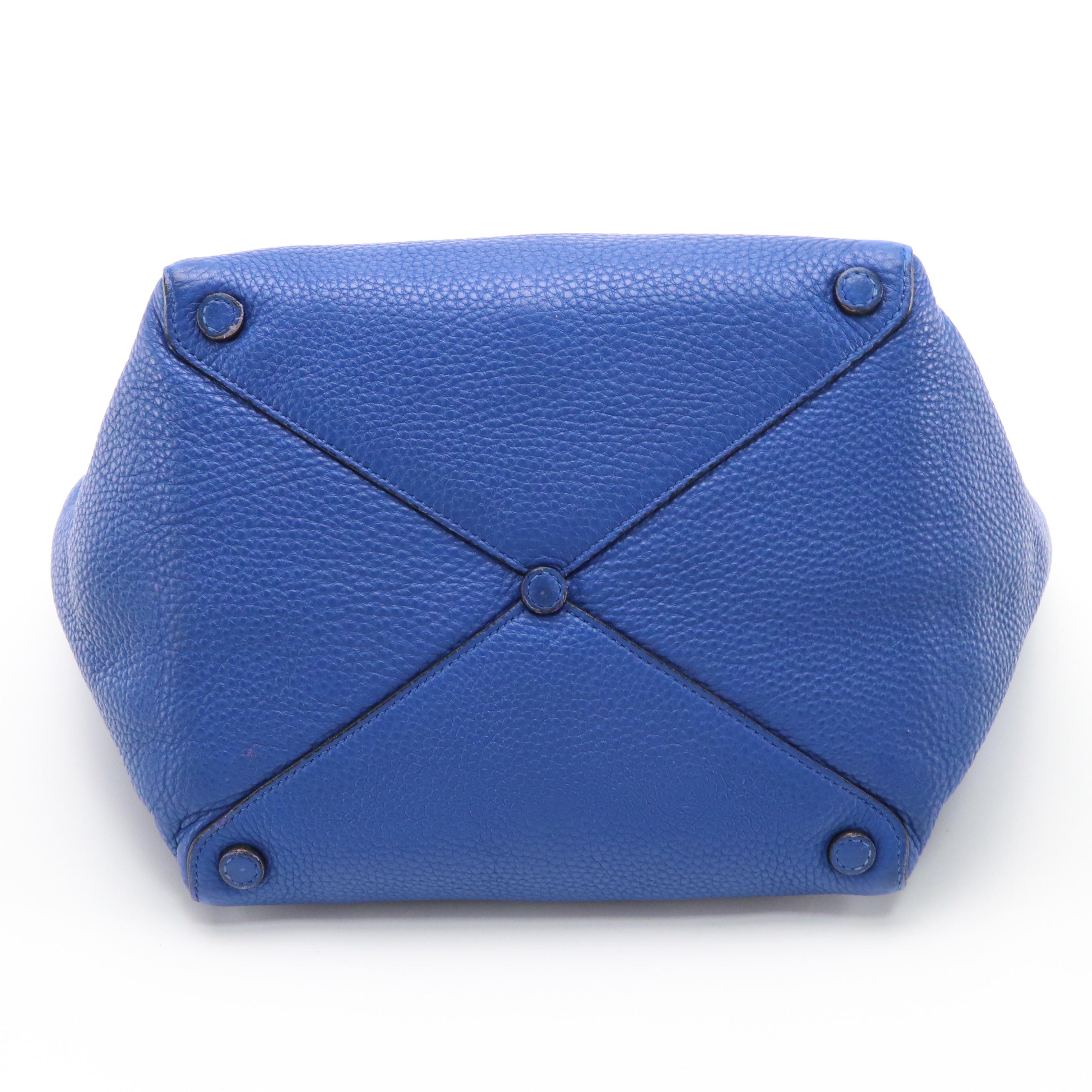 Prada Royal Blue Vitello Daino Leather Shoulder Tote